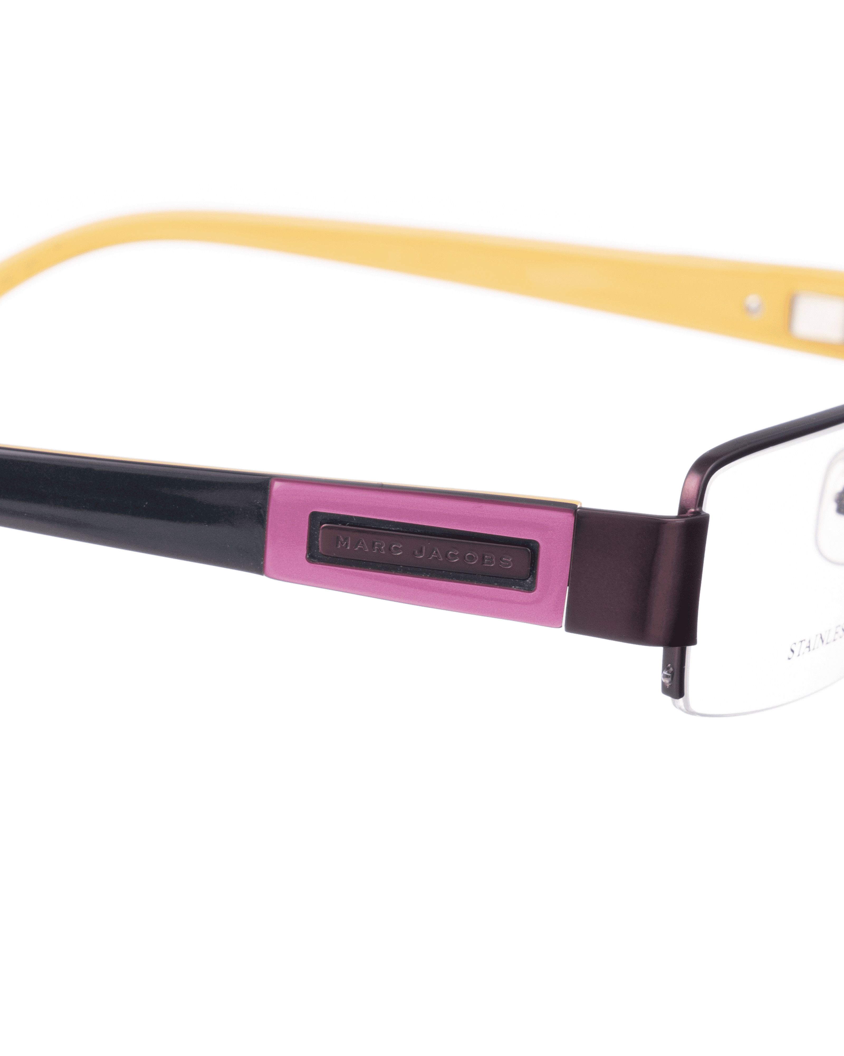 Marc Jacobs Marc Jacobs 00s Half Rim Yellow and Brown Glasses Size ONE SIZE - 3 Thumbnail