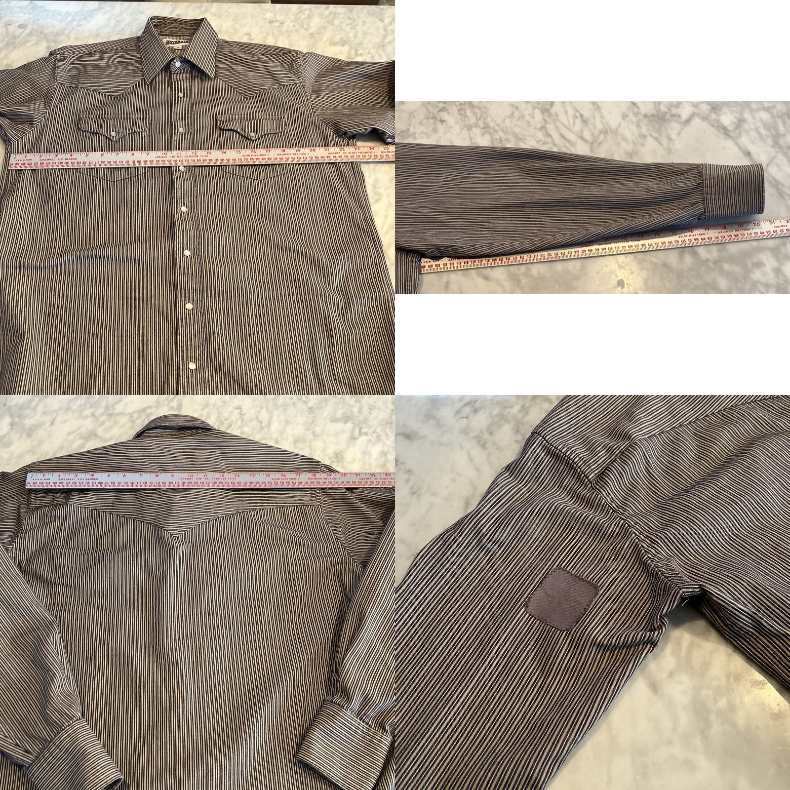 Vintage VINTAGE Drysdales Men’s M Western Shirt Pearl Snap Heavy Cotton Blue Stripe Pockets Flaw Size US M / EU 48-50 / 2 - 8 Thumbnail