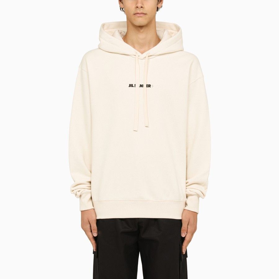 image of Jil Sander O1D2Blof0424 Logo Sweatshirt Hoodies In Beige, Men's (Size Medium)