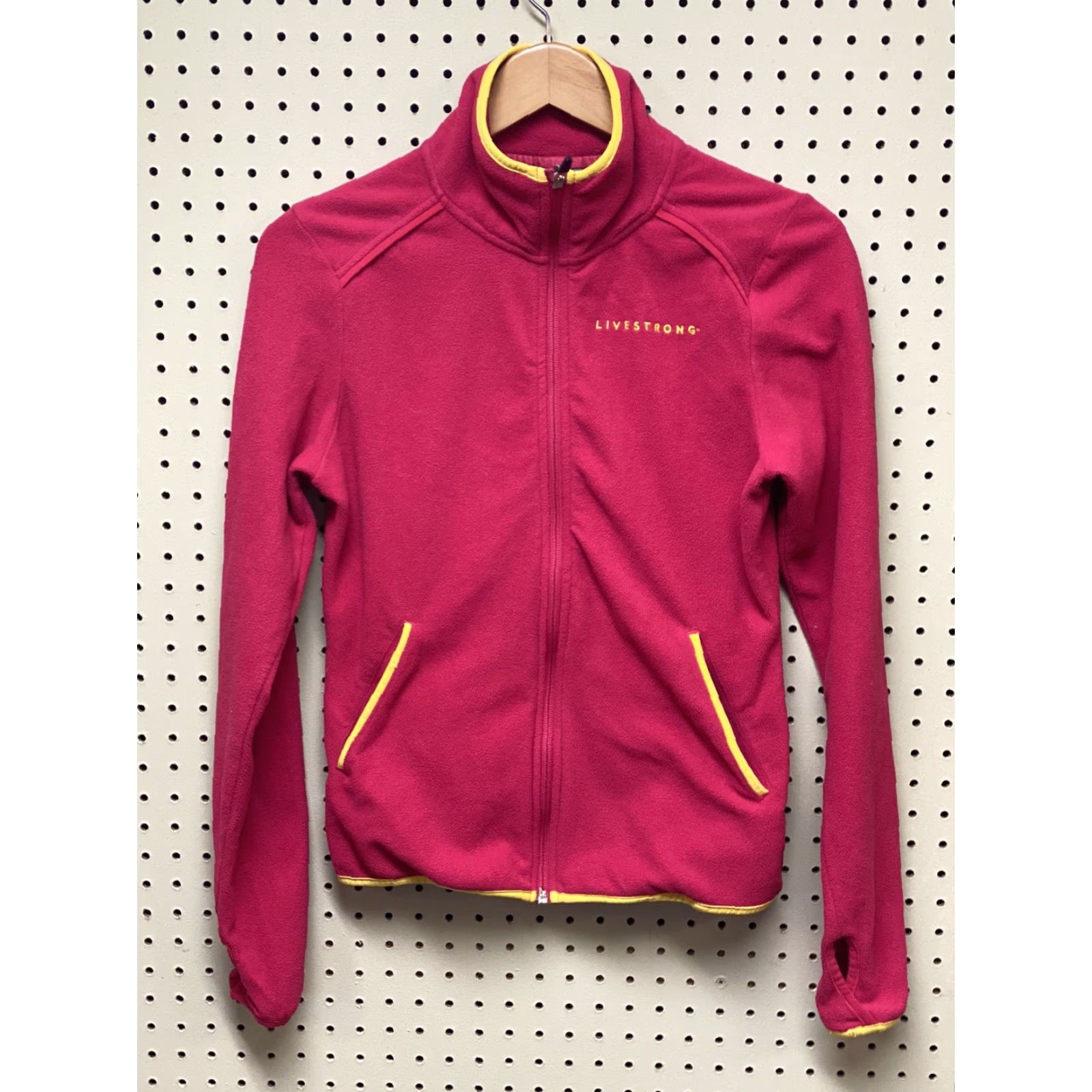 Nike Nike Women’s Pink Yellow Livestrong Full Zip Fleece Jacket S Women Jacket All Seasons Size S / US 4 / IT 40 - 2 Thumbnail