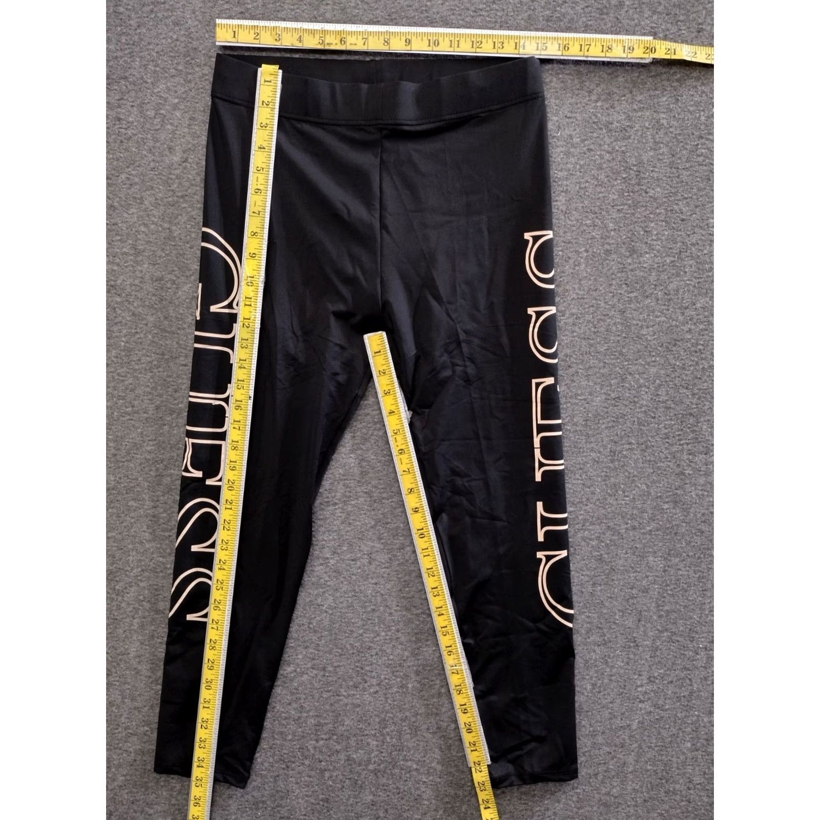 Guess GUESS Leggings Black Logo Print Elastic Waistband Mid Rise Women XS-XL L Size 36" / US 14 / IT 50 - 4 Thumbnail