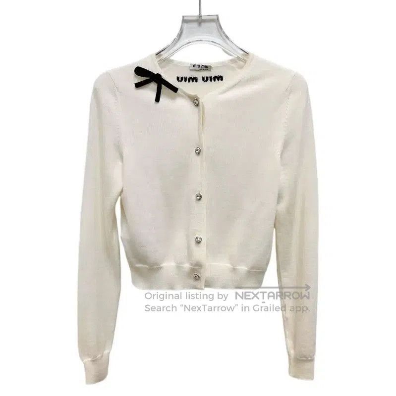 Miu Miu Miu Miu Cream Cotton Blend Women's Sweatshirt . Size S / US 4 / IT 40 - 1 Thumbnail