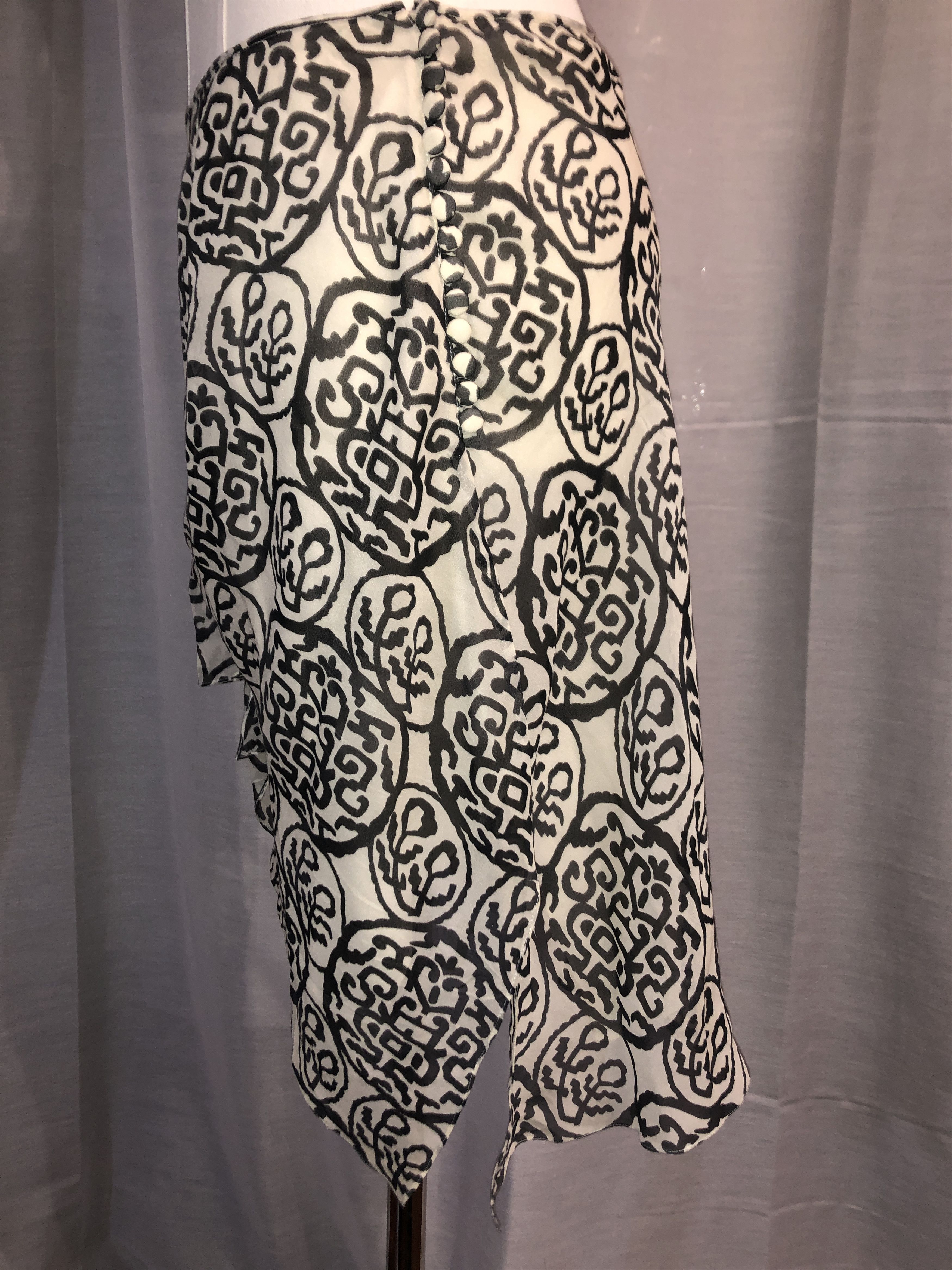 John Galliano Draped Asymmetric Printed Silk Skirt Size 27" / US 4 / IT 40 - 8 Thumbnail