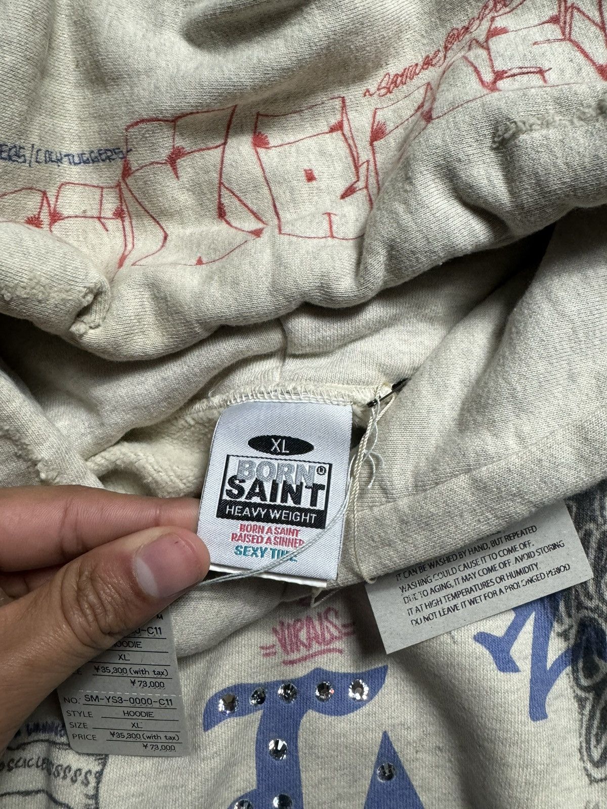 Born X Raised × Saint Michael Saint Michael Born X Raised Graffiti Hoodie Size US XL / EU 56 / 4 - 14 Thumbnail