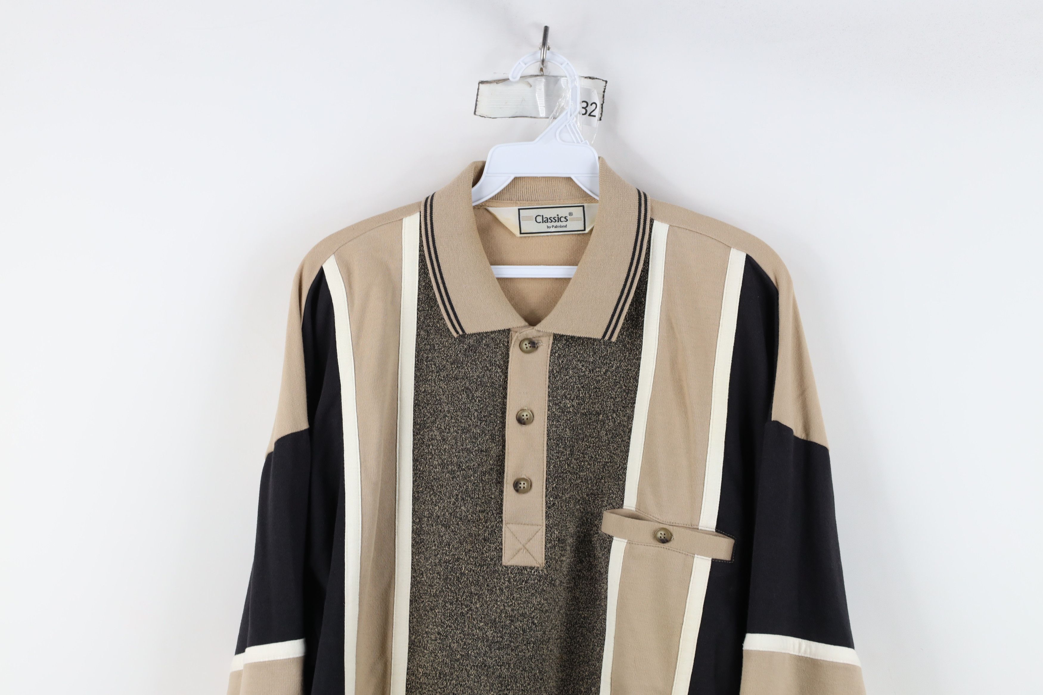 Vintage Vintage 90s Streetwear Block Panel Long Sleeve Pullover Polo Size US L / EU 52-54 / 3 - 2 Thumbnail