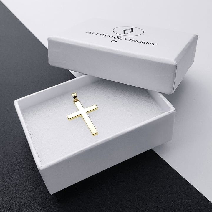 Latin Crucifix Christian Cross Pendant in 14k Yellow Gold
