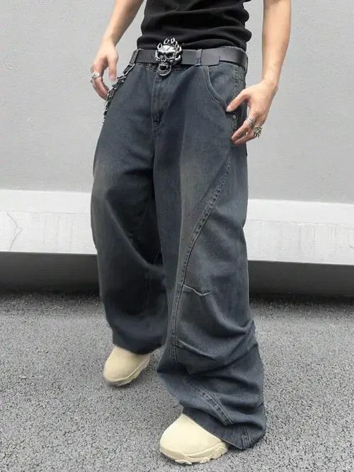 Japanese Brand × Vintage Washed Baggy Denim Jeans Loose fit Size US 32 / EU 48 - 3 Thumbnail