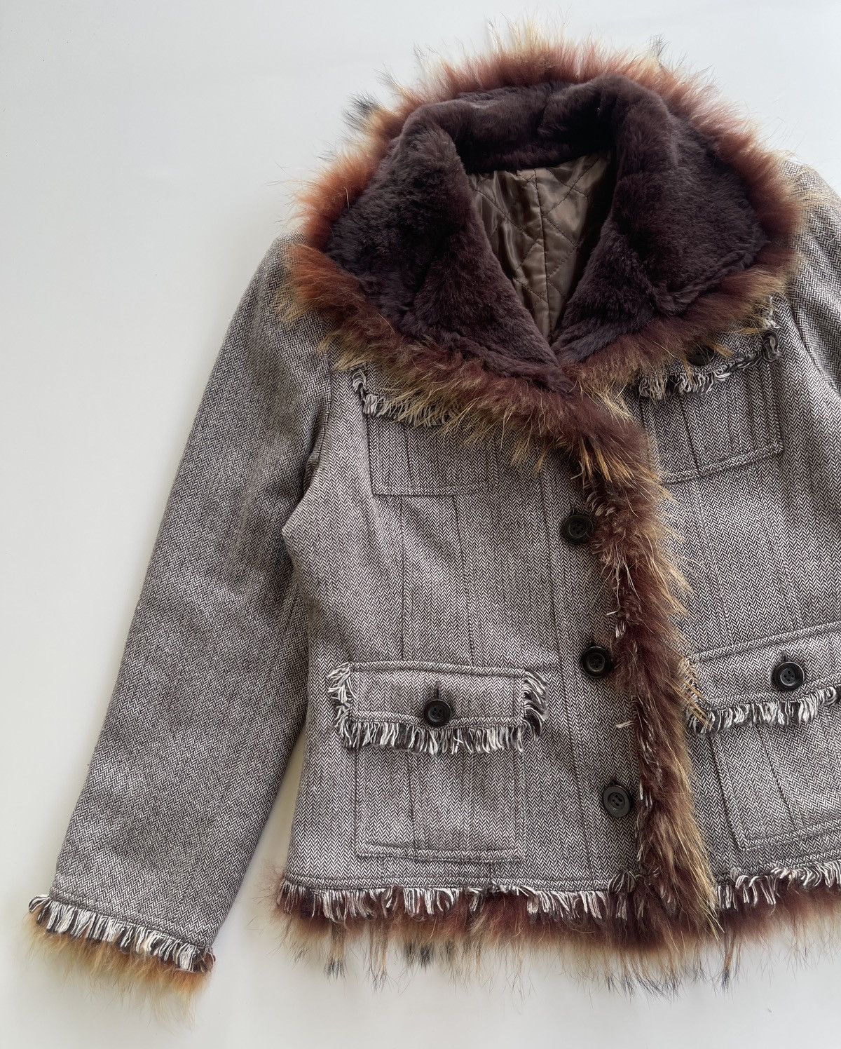 Japanese Brand Vintage St.Almeida Real Rabbit Fur Raccoon Luxury Coat Size M / US 6-8 / IT 42-44 - 4 Thumbnail