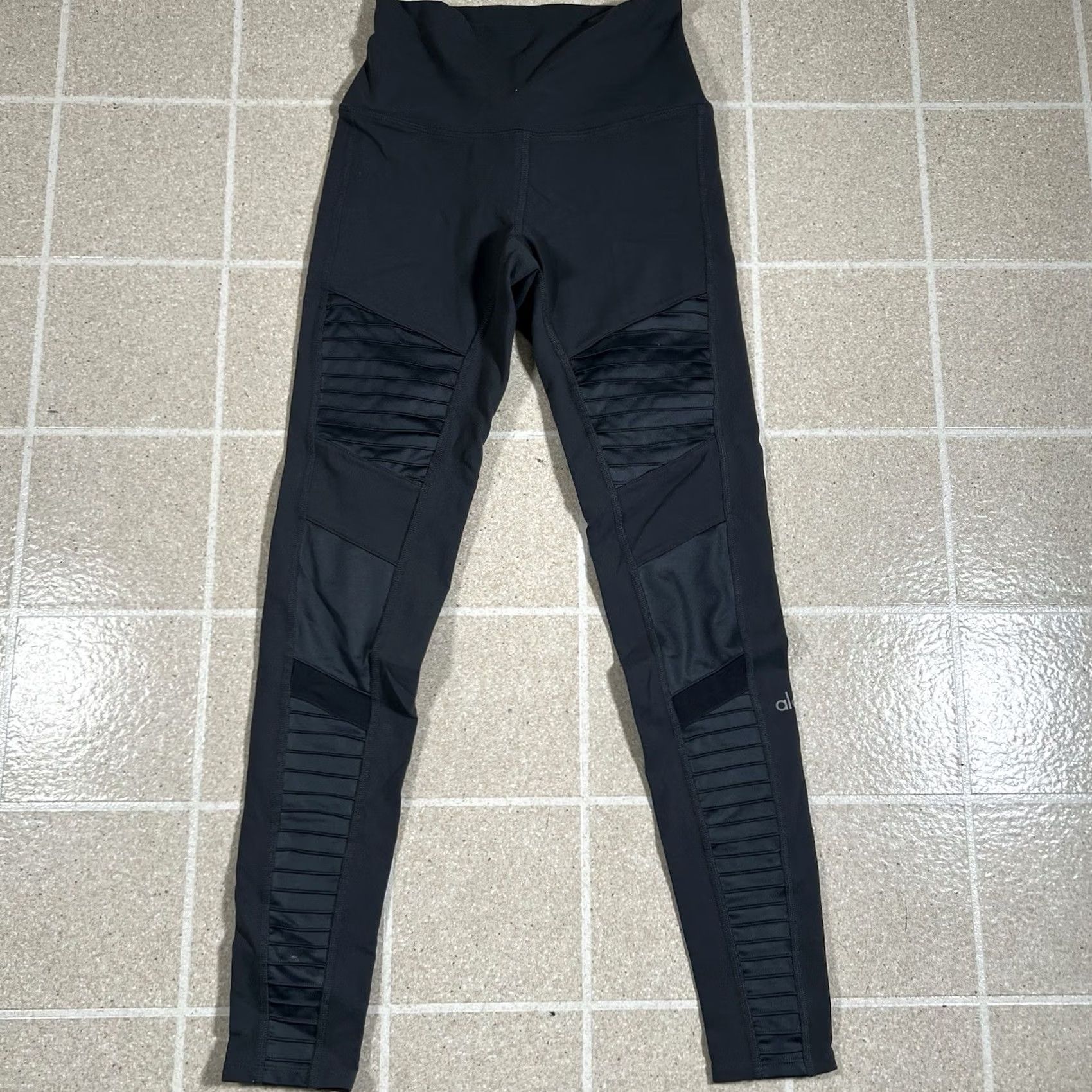 Alo ALO Yoga Leggings Woman S Gray Ribbed High Waist Athletic Activewear Size 28" / US 6 / IT 42 - 2 Thumbnail