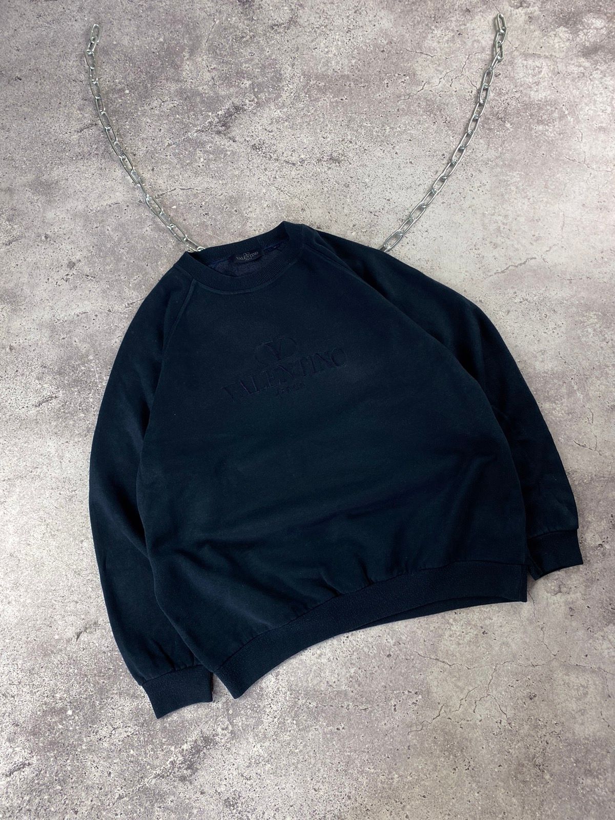 Pre-owned Valentino X Vintage Valentino Embroidered Logo Sweatshirt In Blue