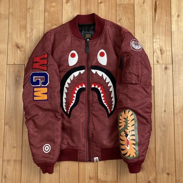 Bape BAPE SHARK MA-1 Bomber Jacket a bathing ape Dark Red Size US S / EU 44-46 / 1 - 1 Thumbnail