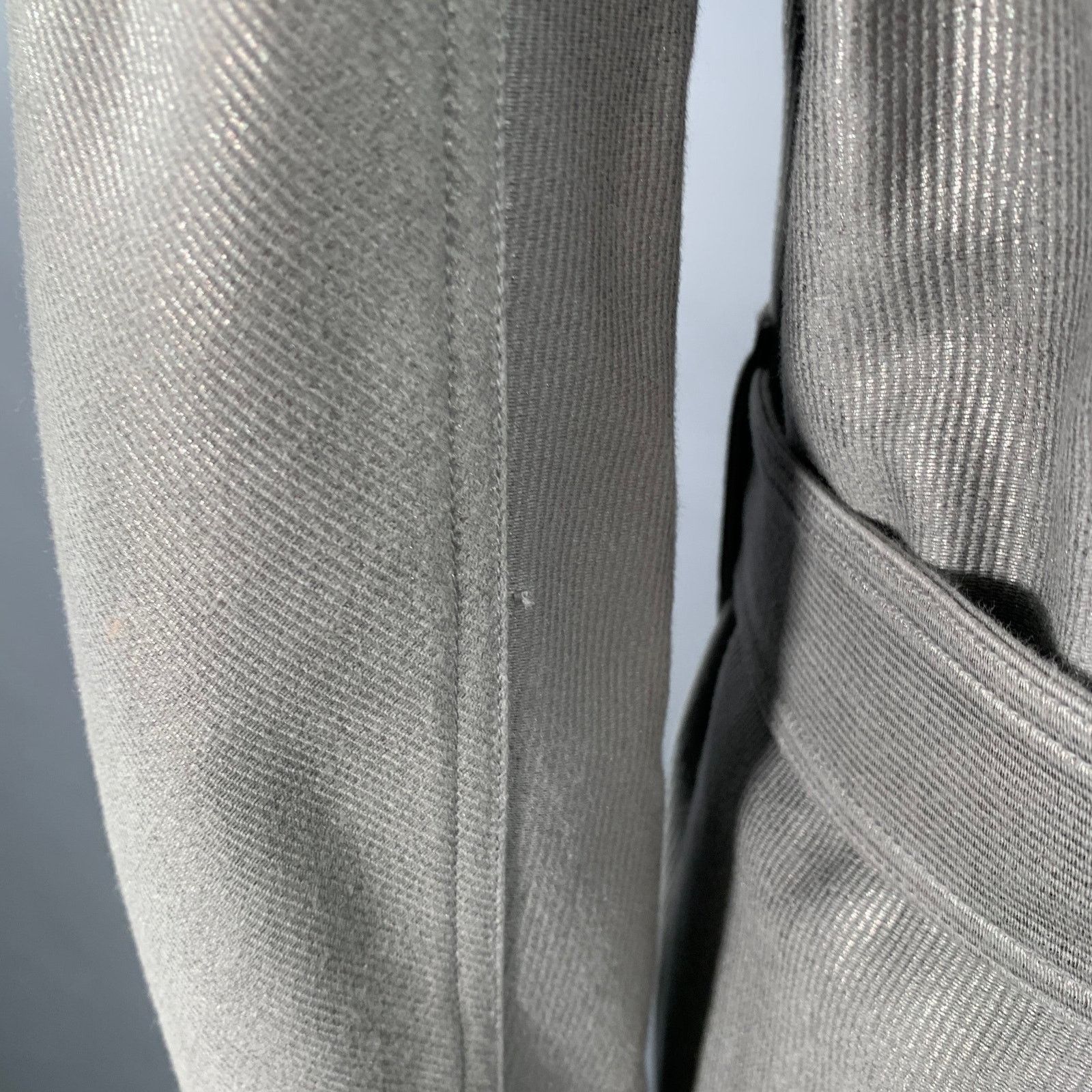 Alaia ALAIA Grey Silver Cotton Twill Belted Double Breasted Coat Size L / US 10 / IT 46 - 5 Thumbnail