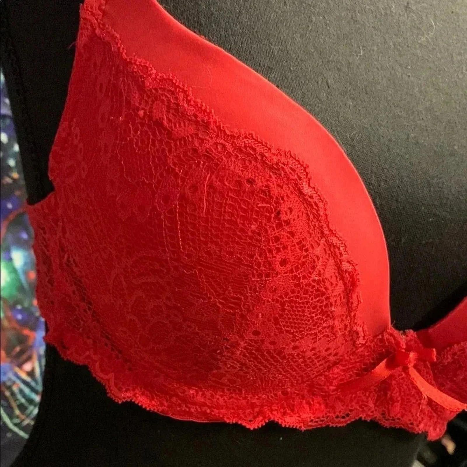 Designer Red Lace Push-Up Bra Size ONE SIZE - 2 Thumbnail