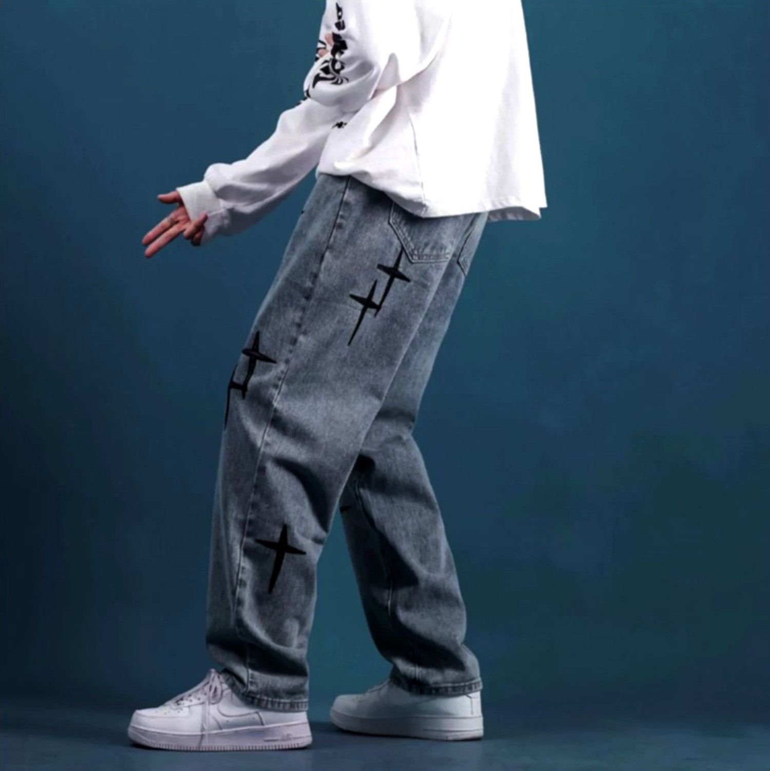 Designer × Japanese Brand × Vintage Vintage Punk Stars Washed Pants Hippie Rave Size US 30 / EU 46 - 7 Thumbnail
