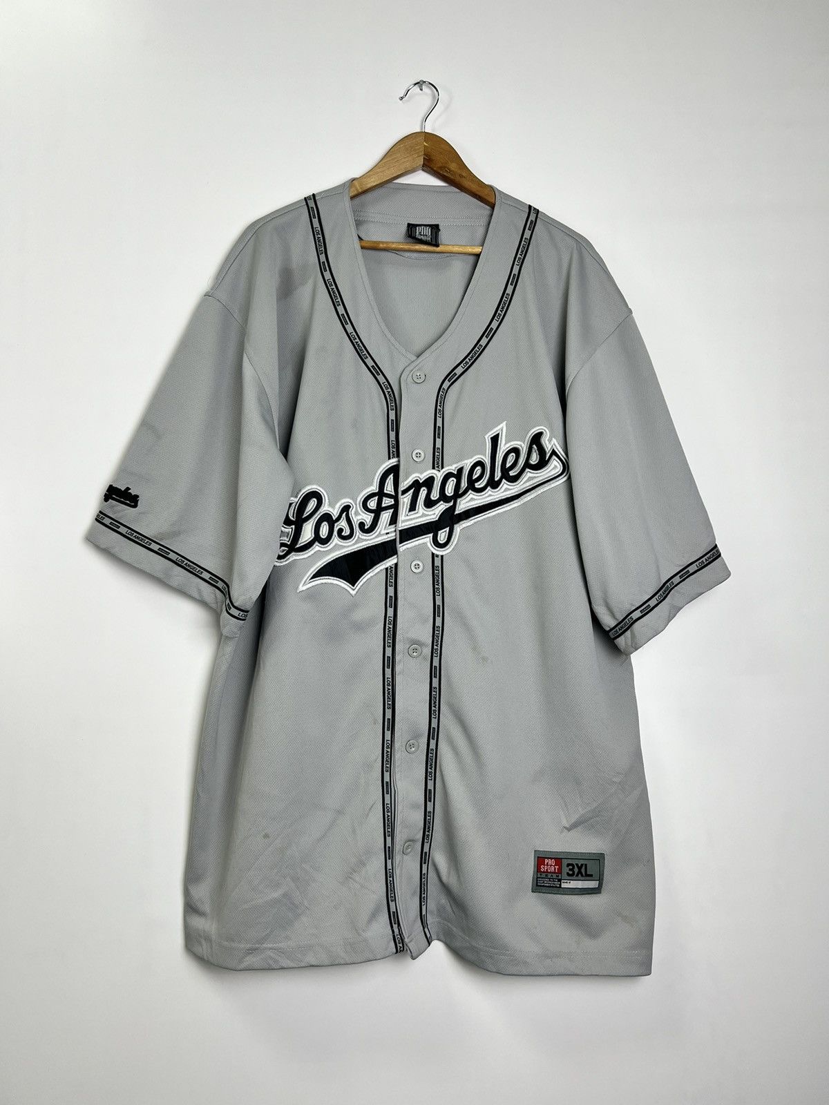 image of Los Angeles Apparel x Mlb Vintage Pro Sport Los Angeles Mlb Jersey in Grey, Men's (Size 2XL)