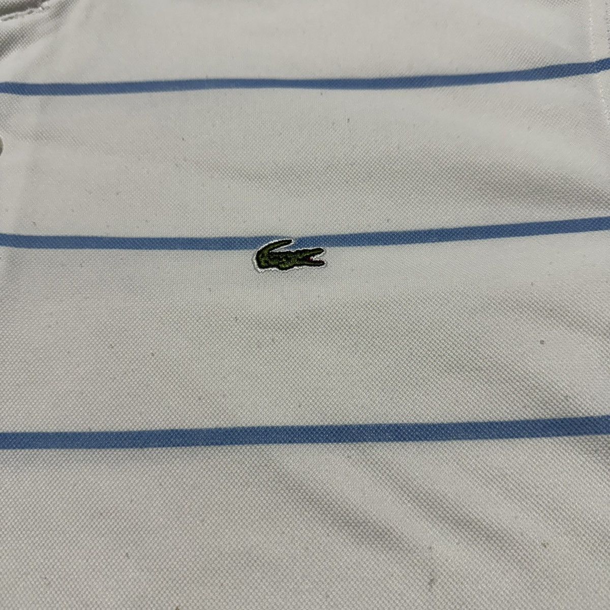 Lacoste × Vintage Lacoste Vintage White Blue Striped Polo Rugby Golf Shirt Size US L / EU 52-54 / 3 - 5 Thumbnail
