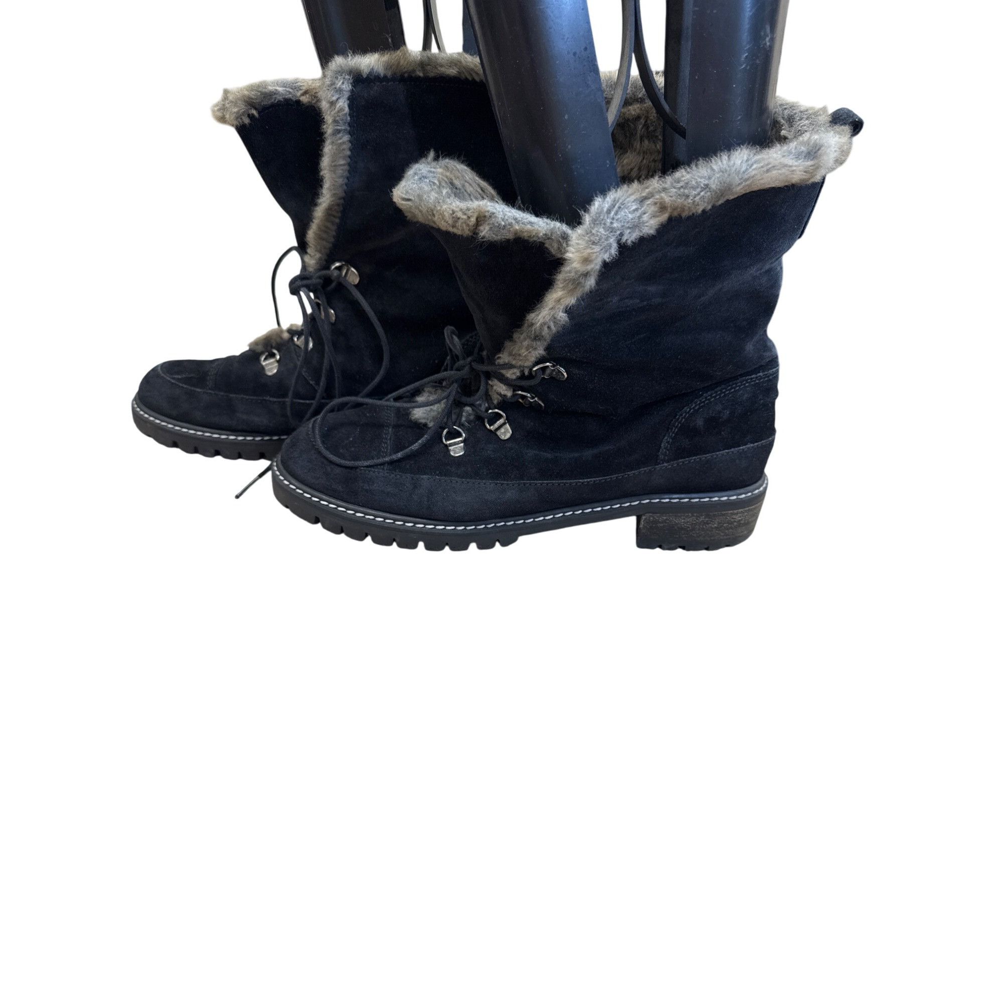 Stuart Weitzman Stuart Weitzman Womens Black Suede Fur-Lined Boots Size 8.5M Size US 8.5 / IT 38.5 - 3 Thumbnail