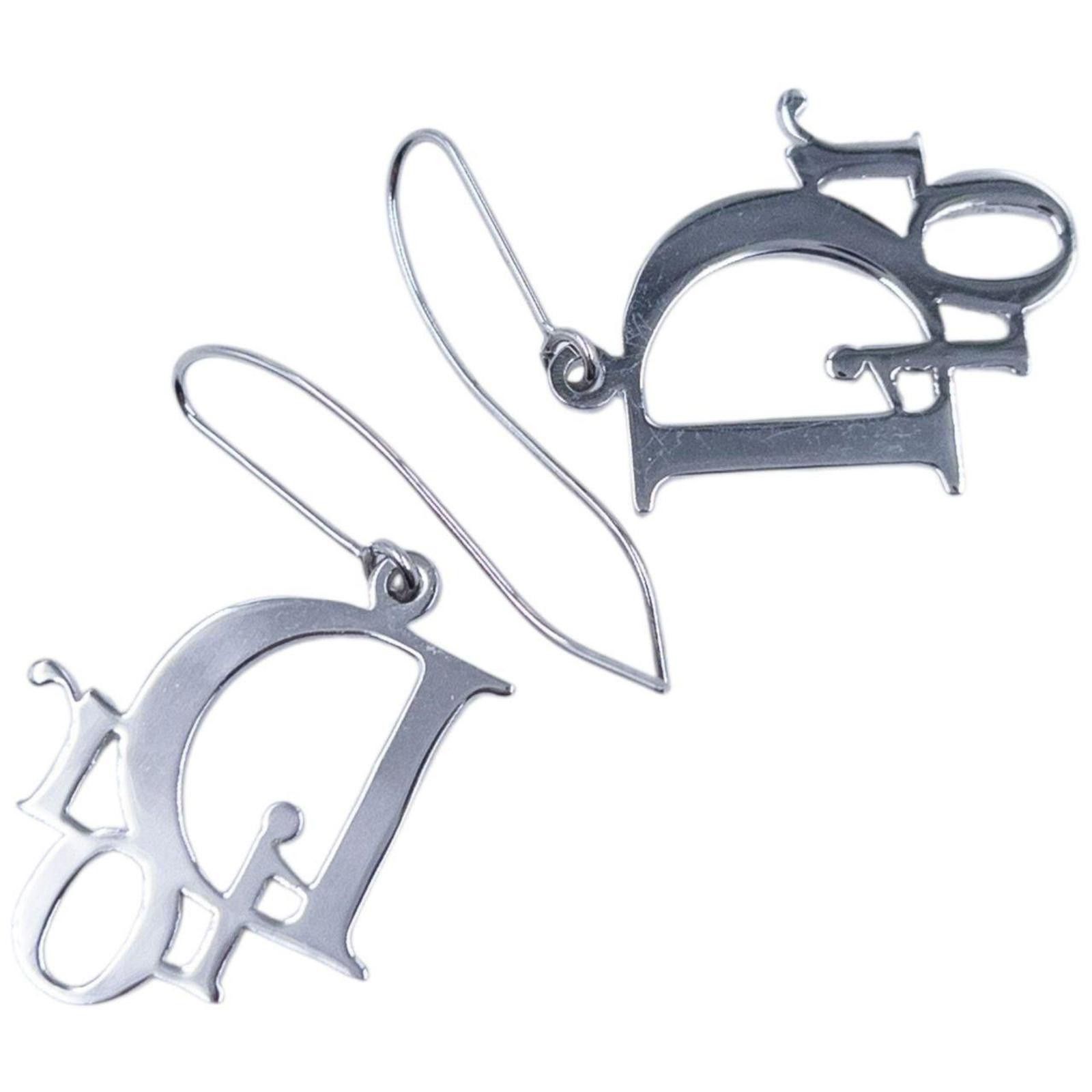 Dior Vintage 2000s Dior Silver Logo Earrings Size ONE SIZE - 2 Thumbnail