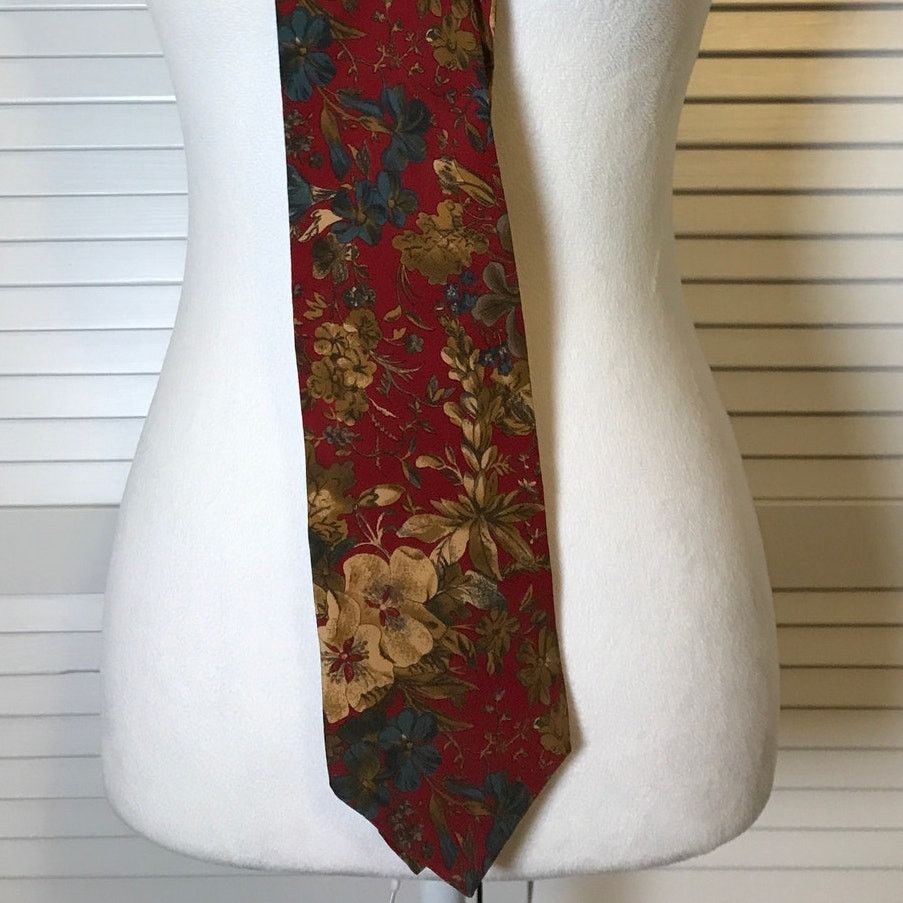 Other Cambridge Classic Mervyns Floral Silk Short Wide Necktie Size ONE SIZE - 3 Thumbnail
