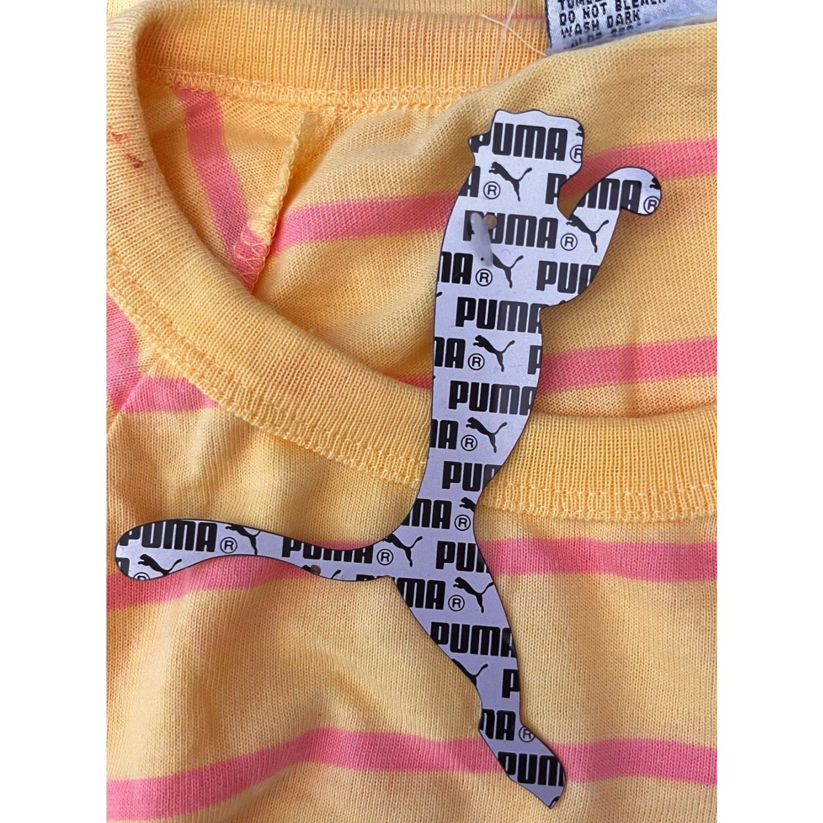 Puma VINTAGE puma Long Sleeve T-Shirt Womens M Deadstock NWT 80s Yellow Striped Size M / US 6-8 / IT 42-44 - 2 Thumbnail