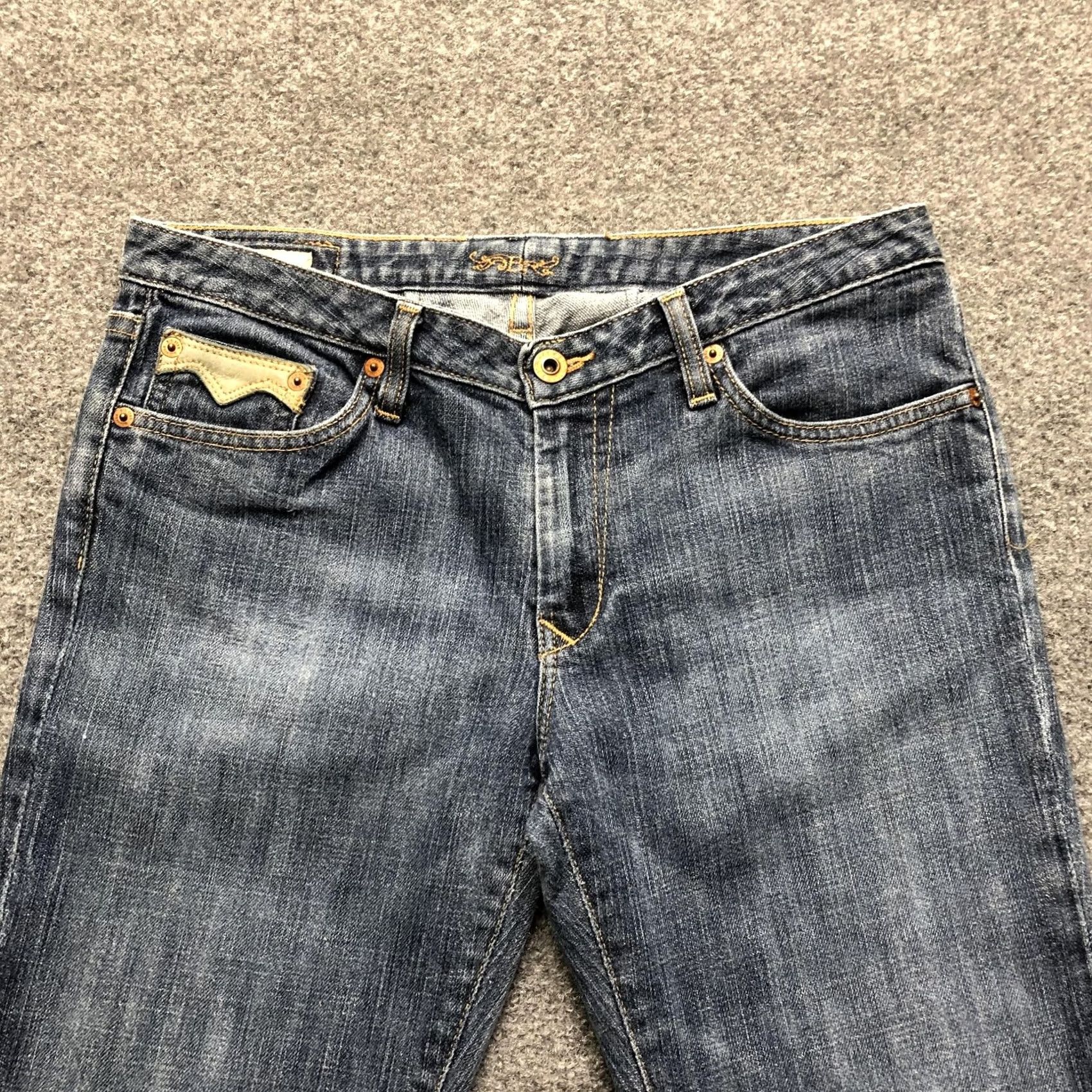 Denime Y2K Jeans Womens 30R Blue Bootcut Embroidered Distressed Denim Back Pockets Size 30" / US 8 / IT 44 - 5 Thumbnail