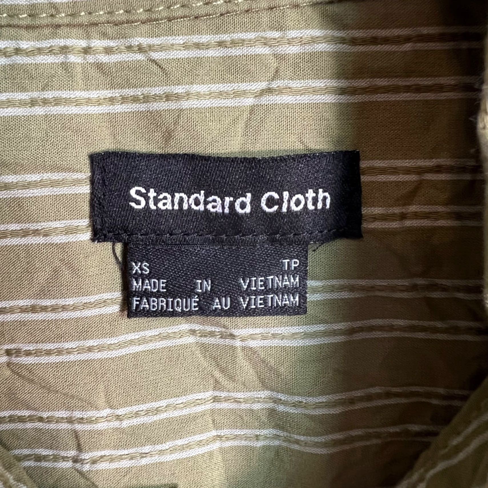 Olive VINTAGE Standard Cloth Mens XS Olive Green Striped Long Sleeve Button-Up Shirt Size XS / US 0-2 / IT 36-38 - 3 Thumbnail