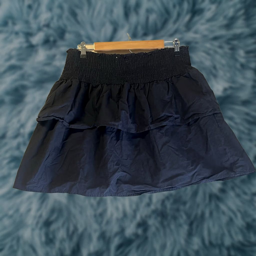 Vintage HT 360 Collective Skirt Short Mini Layered Black Size Large Women Fashion Ruffle Gyaru Harajuku Halloween Festival Party/Cocktail Travel Wedding Size 36" / US 14 / IT 50 - 1 Thumbnail