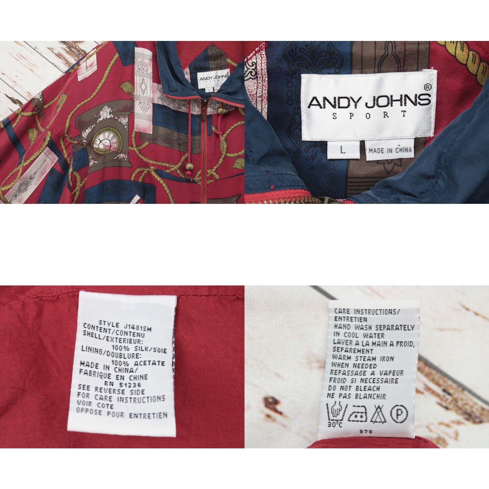 Roper VINTAGE Andy Johns Windbreaker Womens L Silk Red Jacket Clocks Tassels Rope Size L / US 10 / IT 46 - 8 Thumbnail