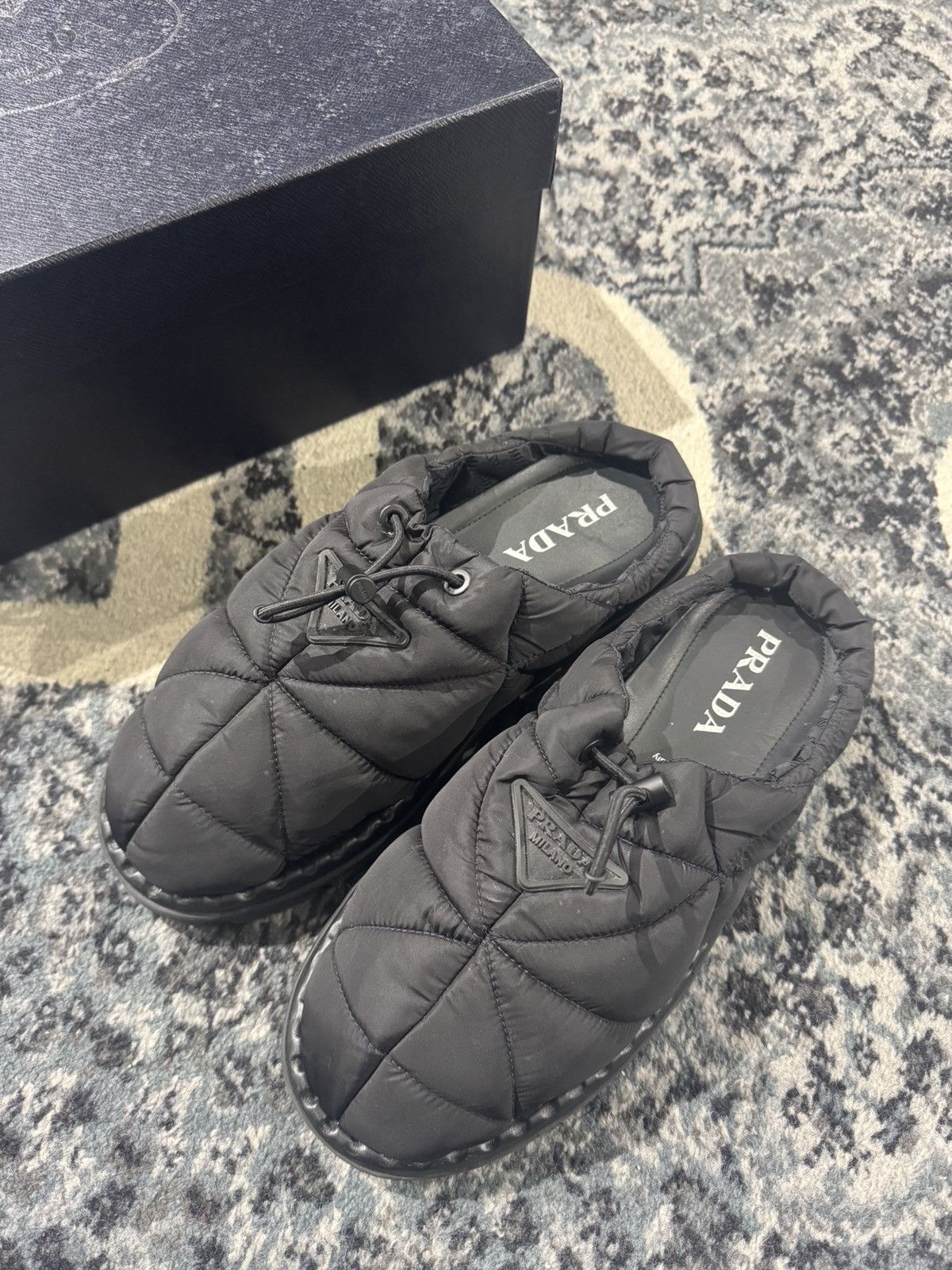 Prana Prada Nylon Shearling Slippers Size US 10 / EU 43 - 1 Thumbnail