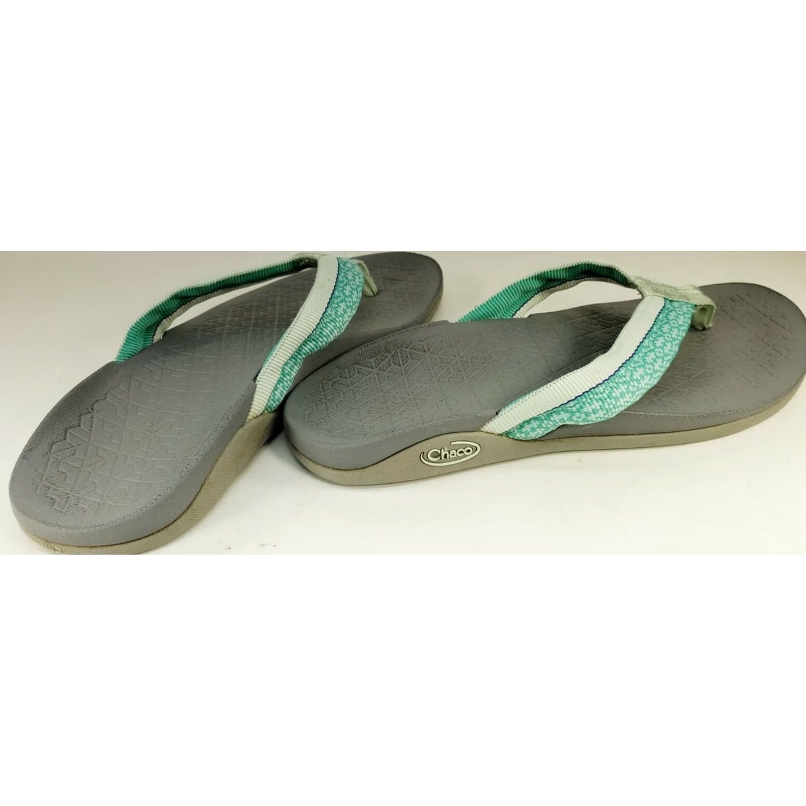 Chaco Chaco Women's Flip Flop Thong Sandal Size 7 Mint Green White Straps Gray Footbed Size US 7 / IT 37 - 5 Thumbnail