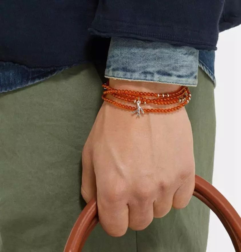 Isaia Silver Hematite Wrap Bracelet Orange Saracino Jewlery Men's Size ONE SIZE - 3 Thumbnail