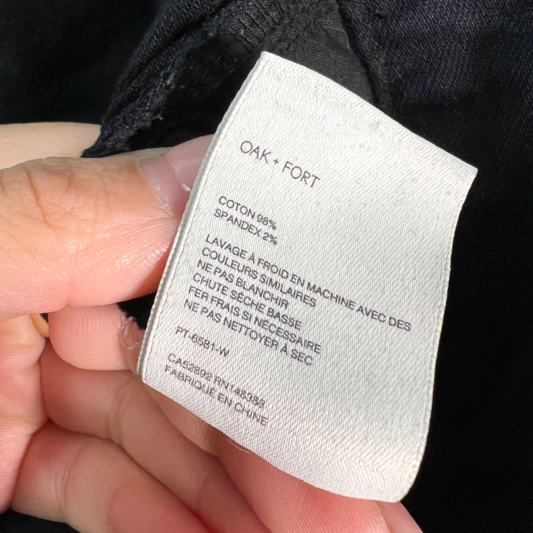 Oak + Fort Oak + Fort Womens Medium Black Cropped Wide-Leg Pants Cotton Blend Size 32" / US 10 / IT 46 - 4 Thumbnail