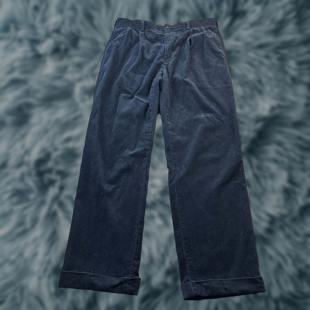 Polo Ralph Lauren VINTAGE Polo Ralph Lauren Pants Corduroy Mens 36x32 Blue Trousers Pleated Hammond Size US M / EU 48-50 / 2 - 1 Thumbnail