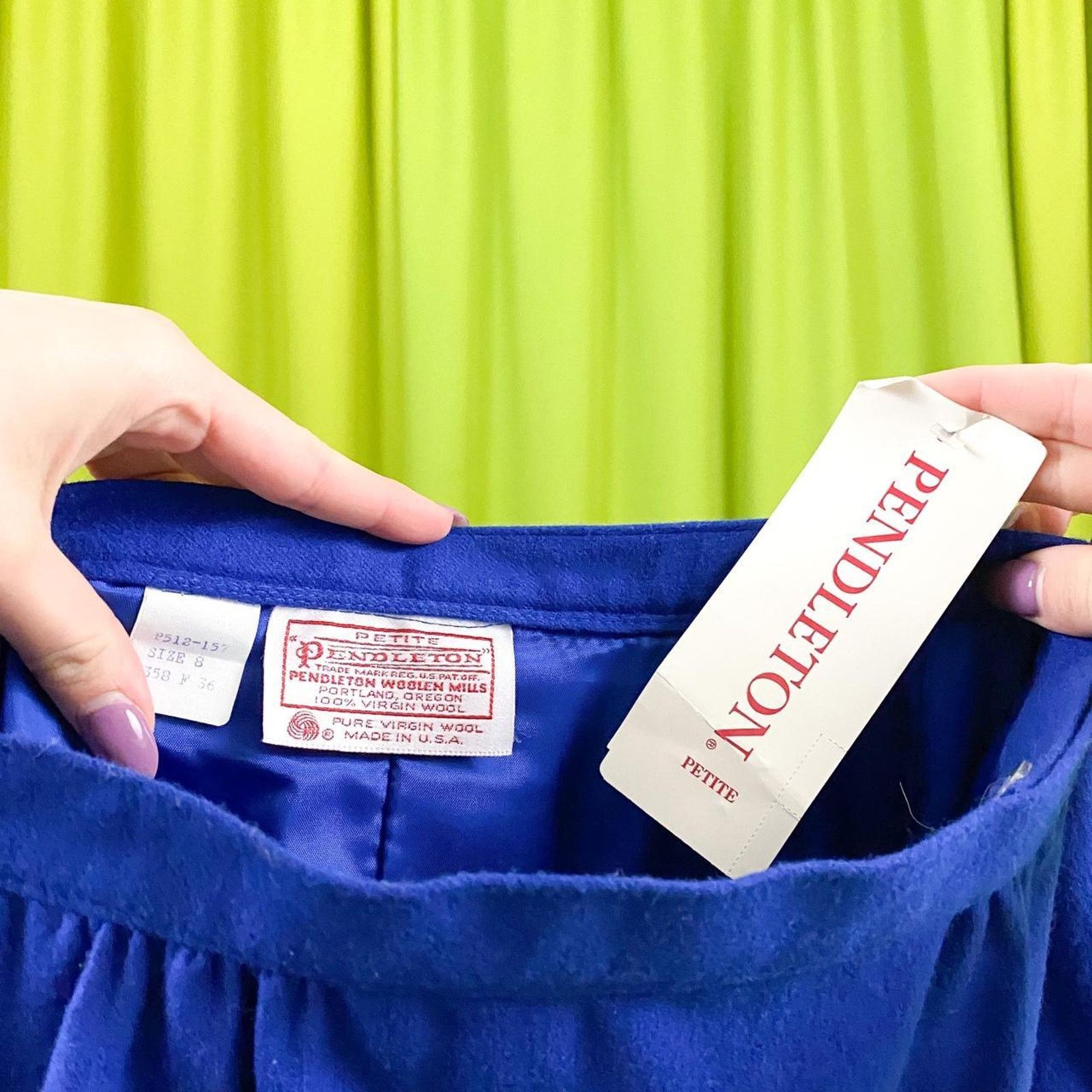 Pendleton NWT 80s Vintage Royal Blue 100% Wool Pendleton Midi Skirt Size 25" / US 0 / IT 36 - 4 Thumbnail