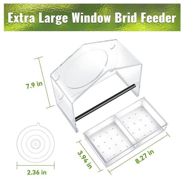 NBDN Nobrandedon Clear Window Bird Feeder for Outdoor Viewing, No Assembly Size ONE SIZE - 6 Thumbnail