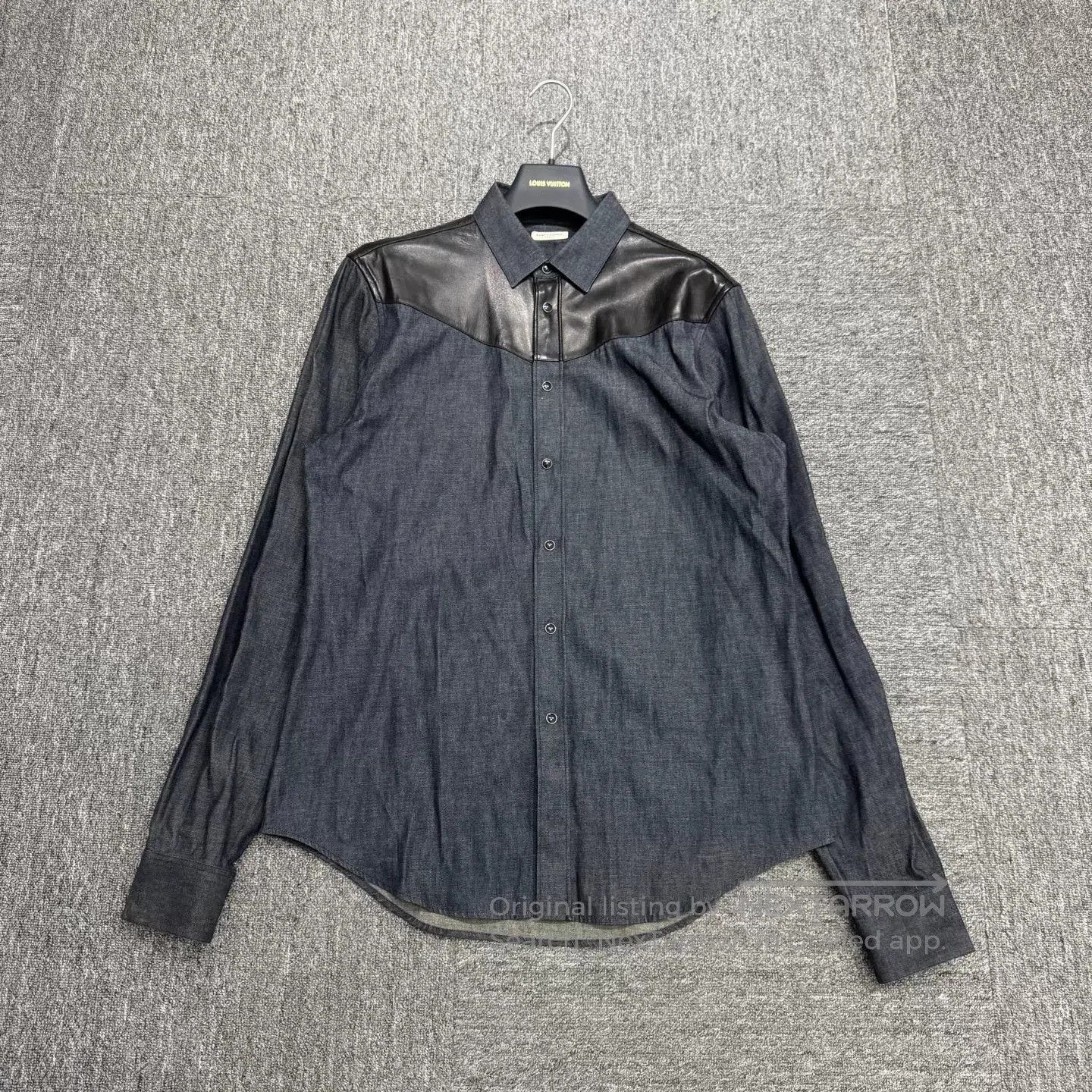 Saint Laurent Paris SLP Denim Leather Patchwork Shirt. Size US XXS / EU 40 - 1 Thumbnail