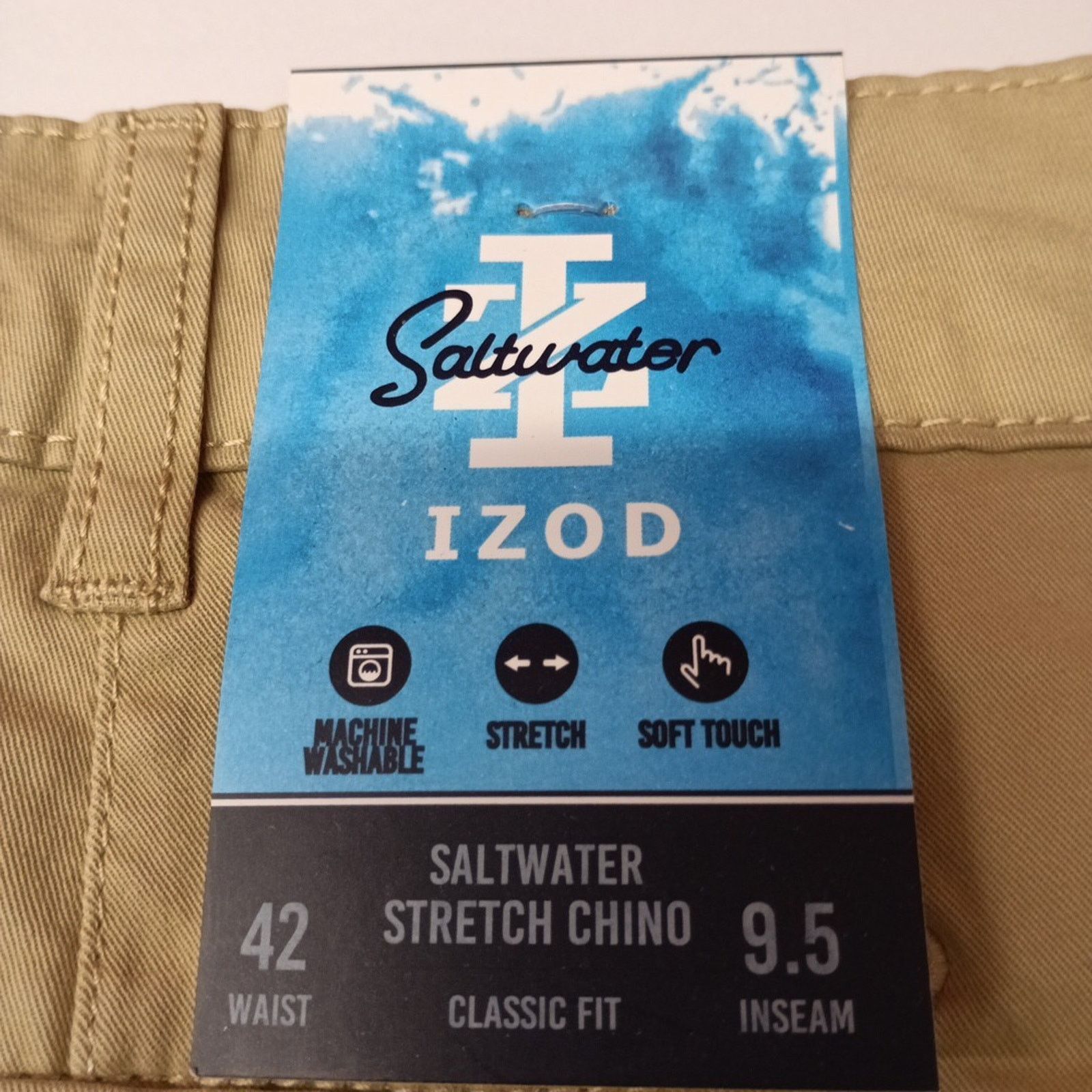 Izod Men's IZOD Saltwater Chino Khaki Shorts Size 42 Classic Fit Size US 42 / EU 58 - 5 Thumbnail