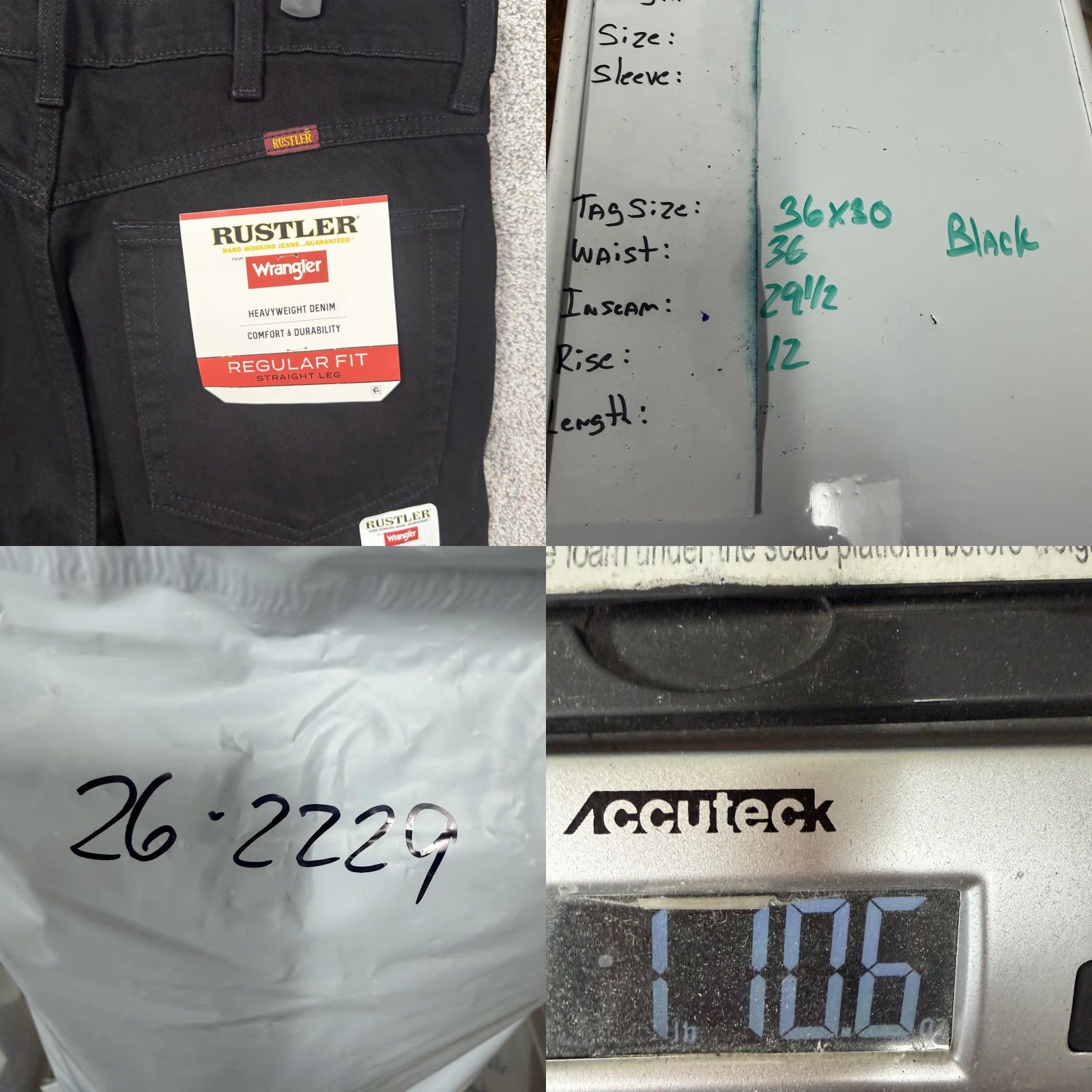 Wrangler Rustler Wrangler Jeans Men 36x29.5 Black Regular Fit Straight Denim Workwear Size US 36 / EU 52 - 9 Thumbnail