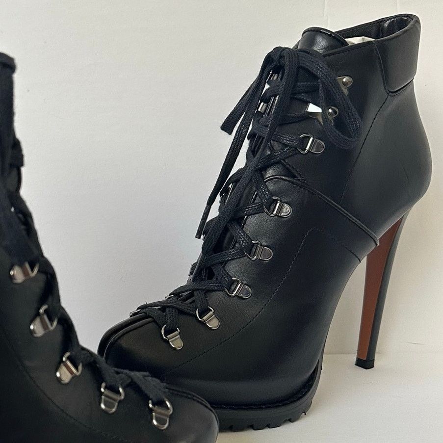Alaia Black Leather Hiker Ankle Boots EU 38 US 8 Trek Stiletto Size US 8 / IT 38 - 6 Thumbnail