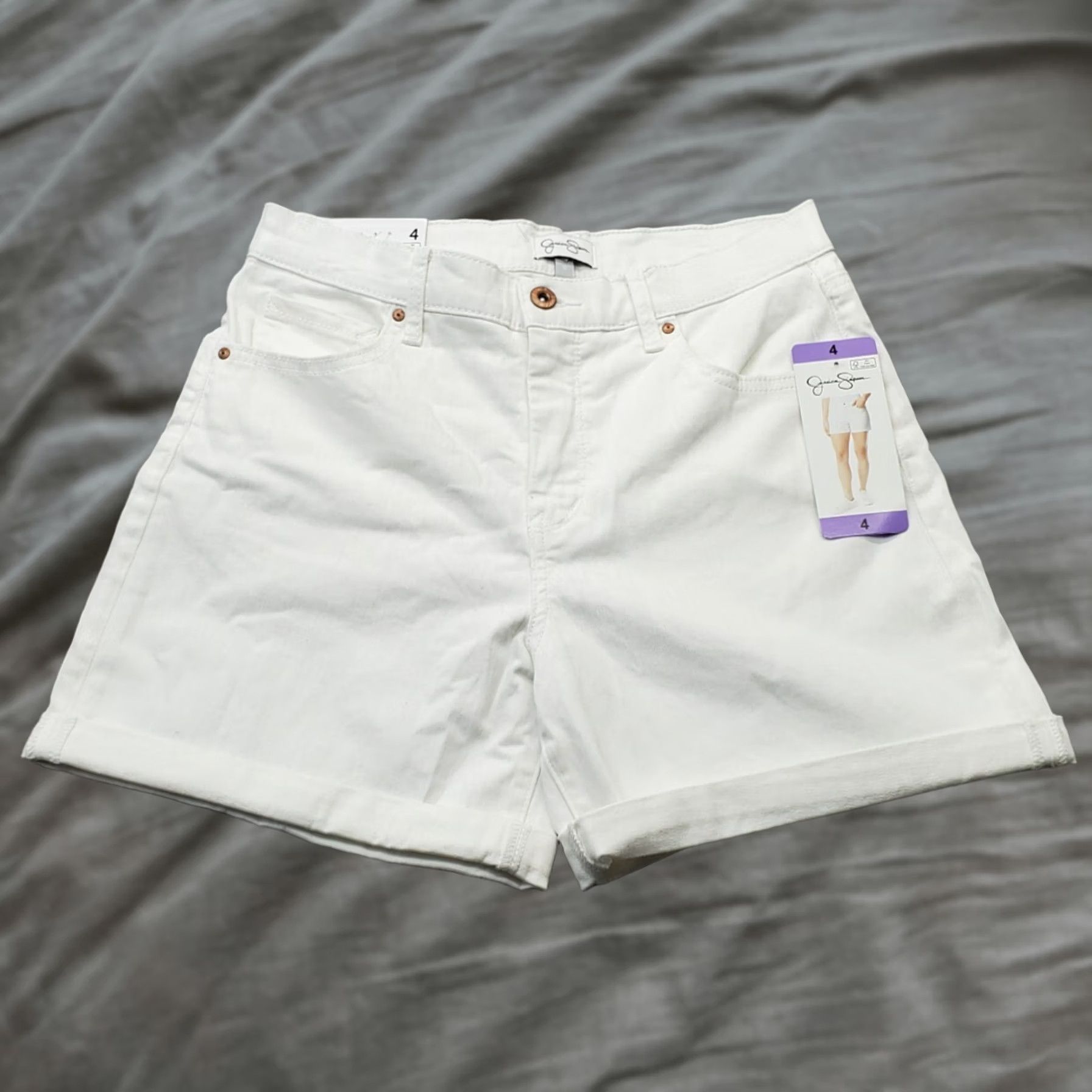 Jessica Simpson Jessica Simpson White Denim Rolled Shorts Women's 4 5-Pocket Design High Rise Size 27" / US 4 / IT 40 - 1 Thumbnail