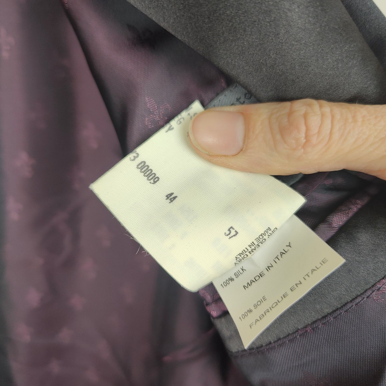 John Varvatos John Varvatos Silk Blazer Mens 44 Black Purple Micro Floral Size 44R - 14 Thumbnail