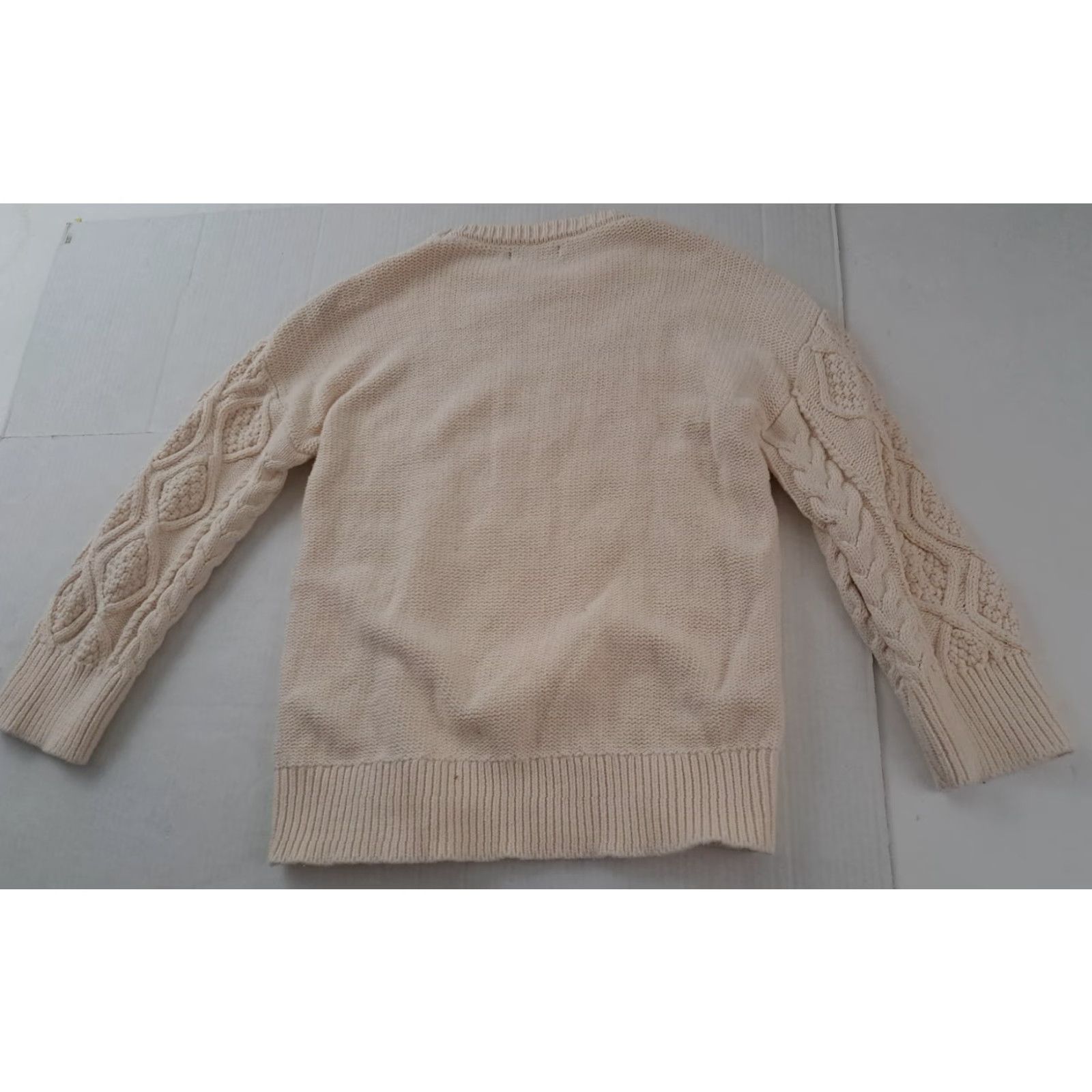 Vintage VINTAGE Cable-Knit White Woman Long Sleeve Sweater M Cotton Blend Pullover Winter Season Women Grade Regular Size M / US 6-8 / IT 42-44 - 5 Thumbnail