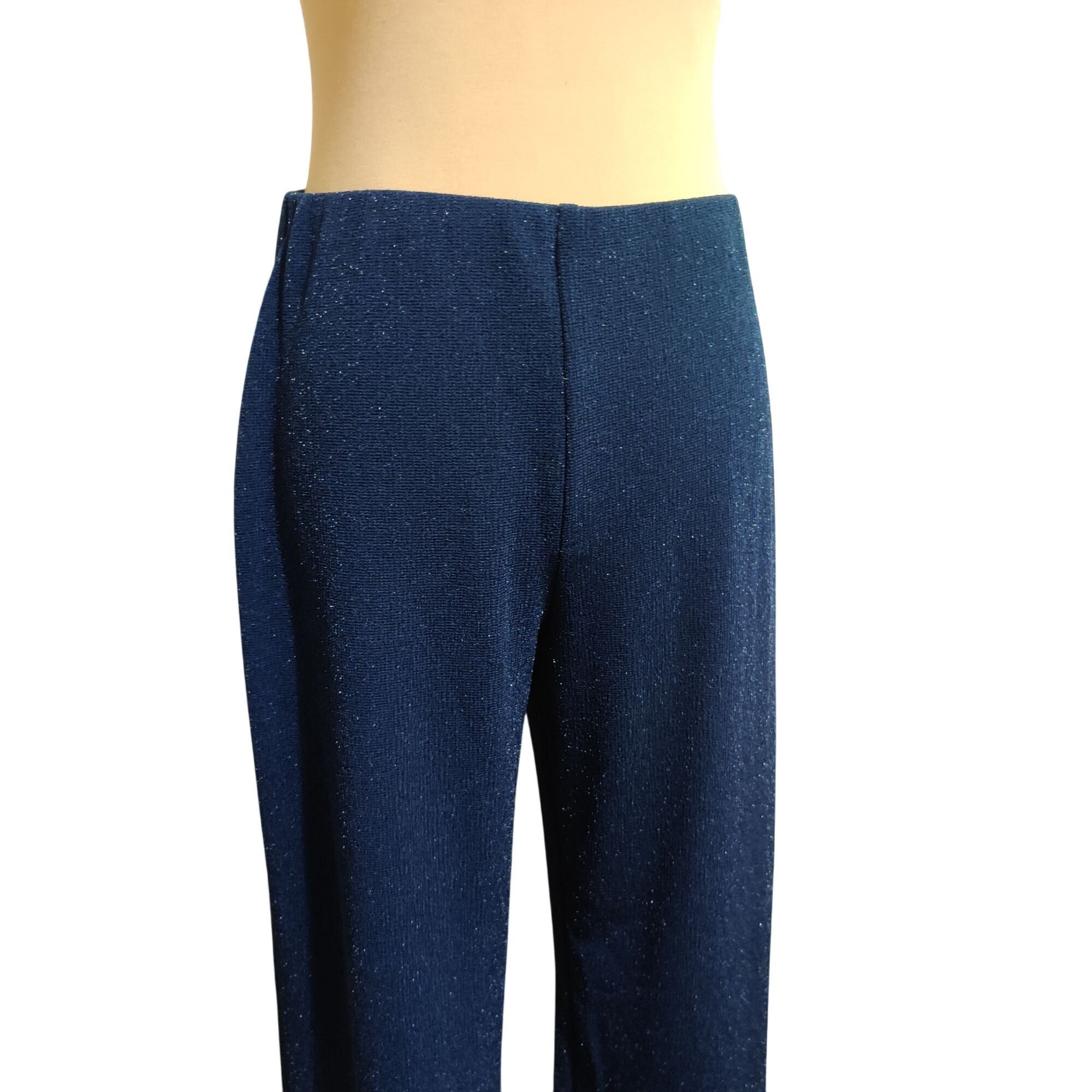 JM Collection JM Collection PM navy blue glitter straight leg pants shimme Size 31" - 2 Thumbnail