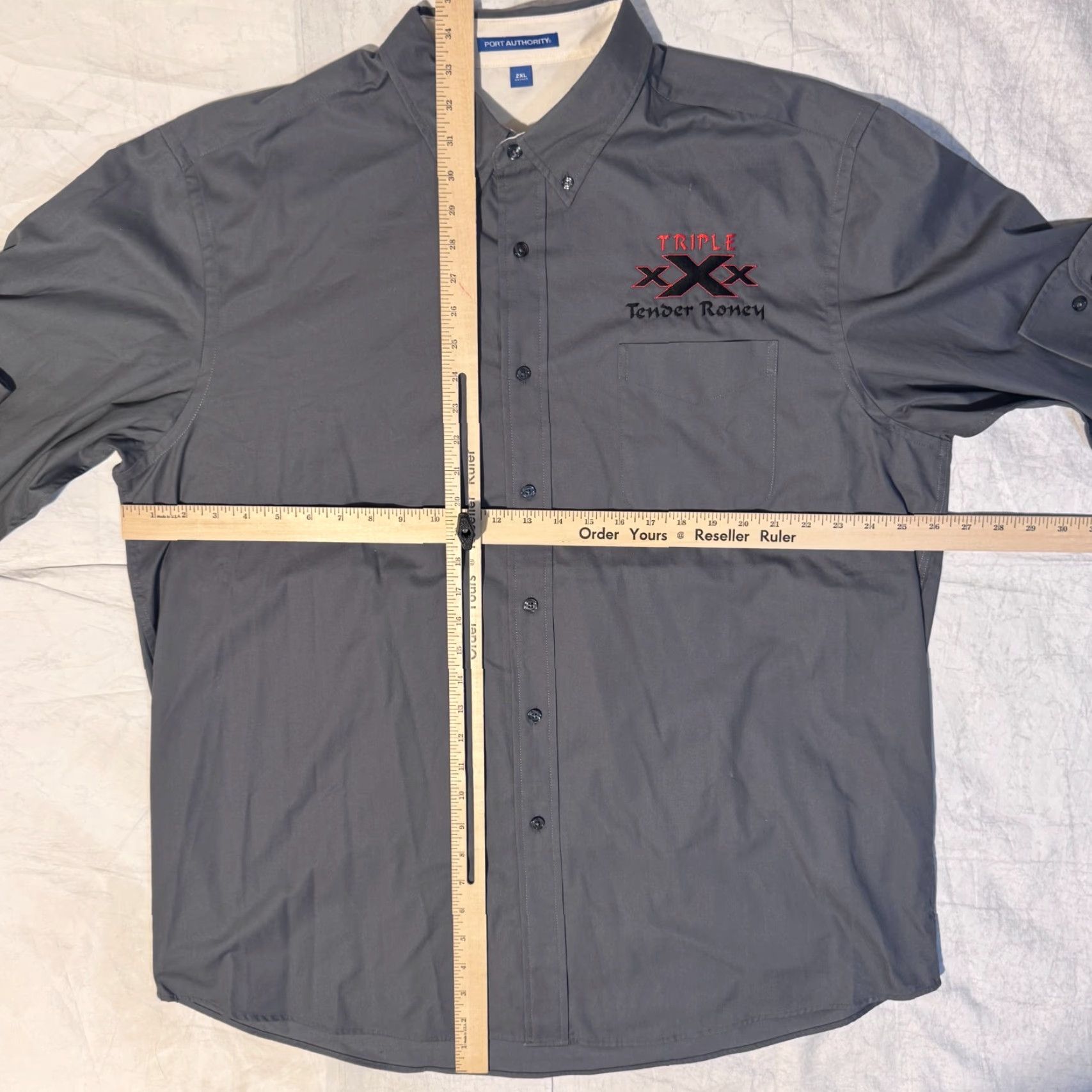 Port Authority Corvette Racing Club Gray Stitched Logo Shirt 2XL Long Sleeve Button Up Mens Size US XXL / EU 58 / 5 - 5 Thumbnail