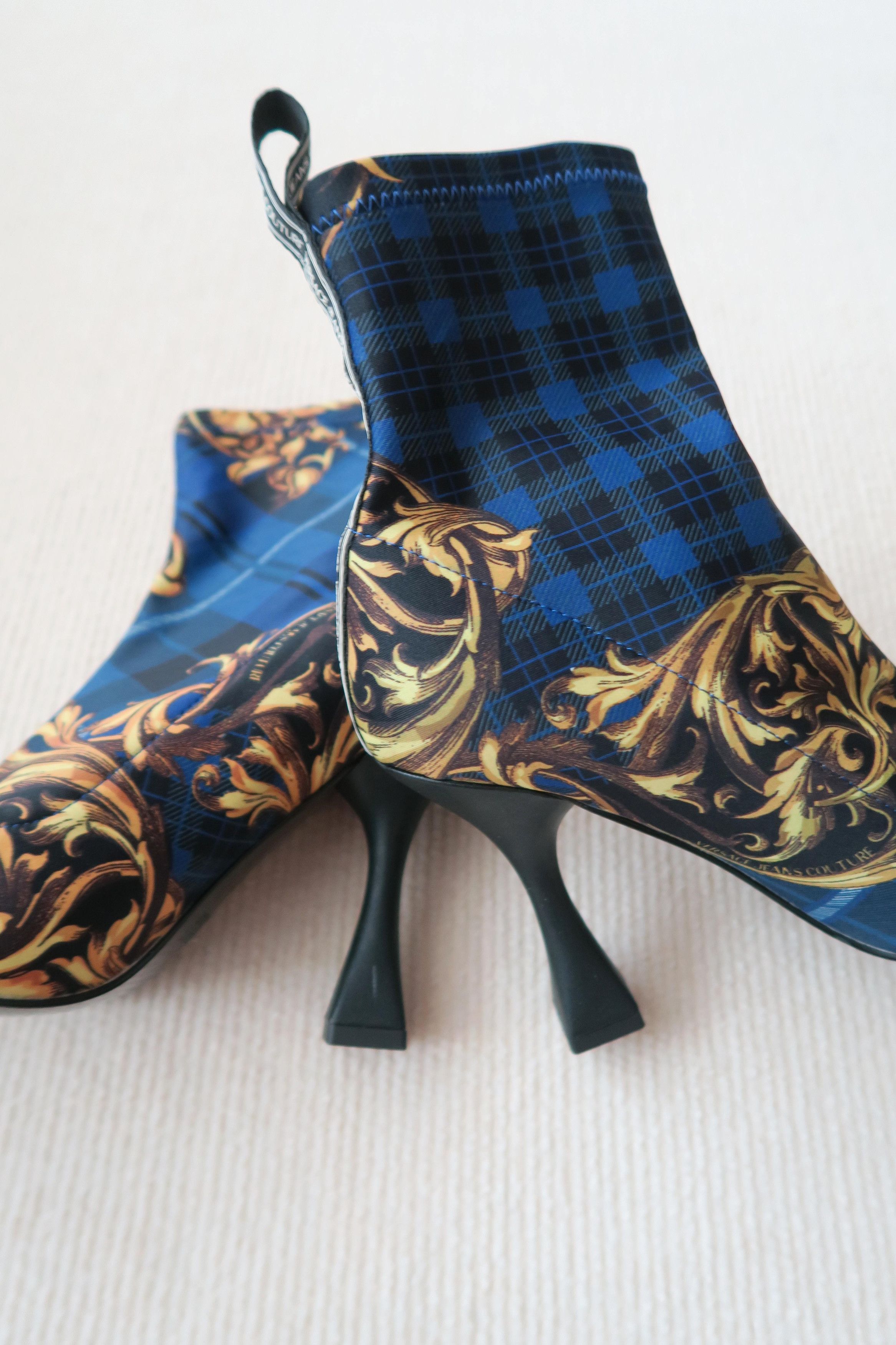 Versace Jeans Couture Versace Jeans Couture VJC Baroque Print Ankle Sock Boots Size US 7 / IT 37 - 9 Thumbnail