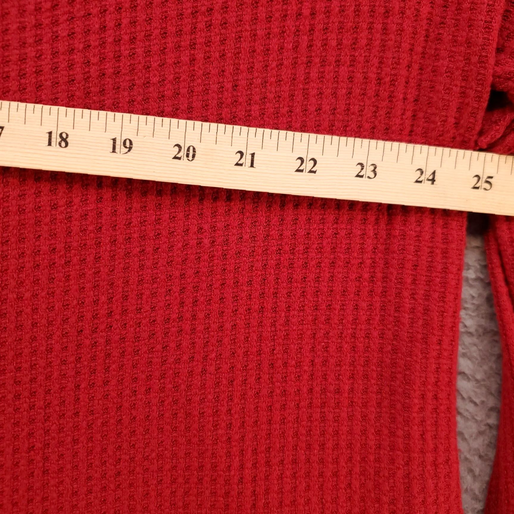 Vintage Womens Top Blouse Shirt Oversized Large Button Up V-Neck Lace Accent Boho Flowy Knit Waffle Knit Knox Rose Red Size L Size L / US 10 / IT 46 - 4 Thumbnail