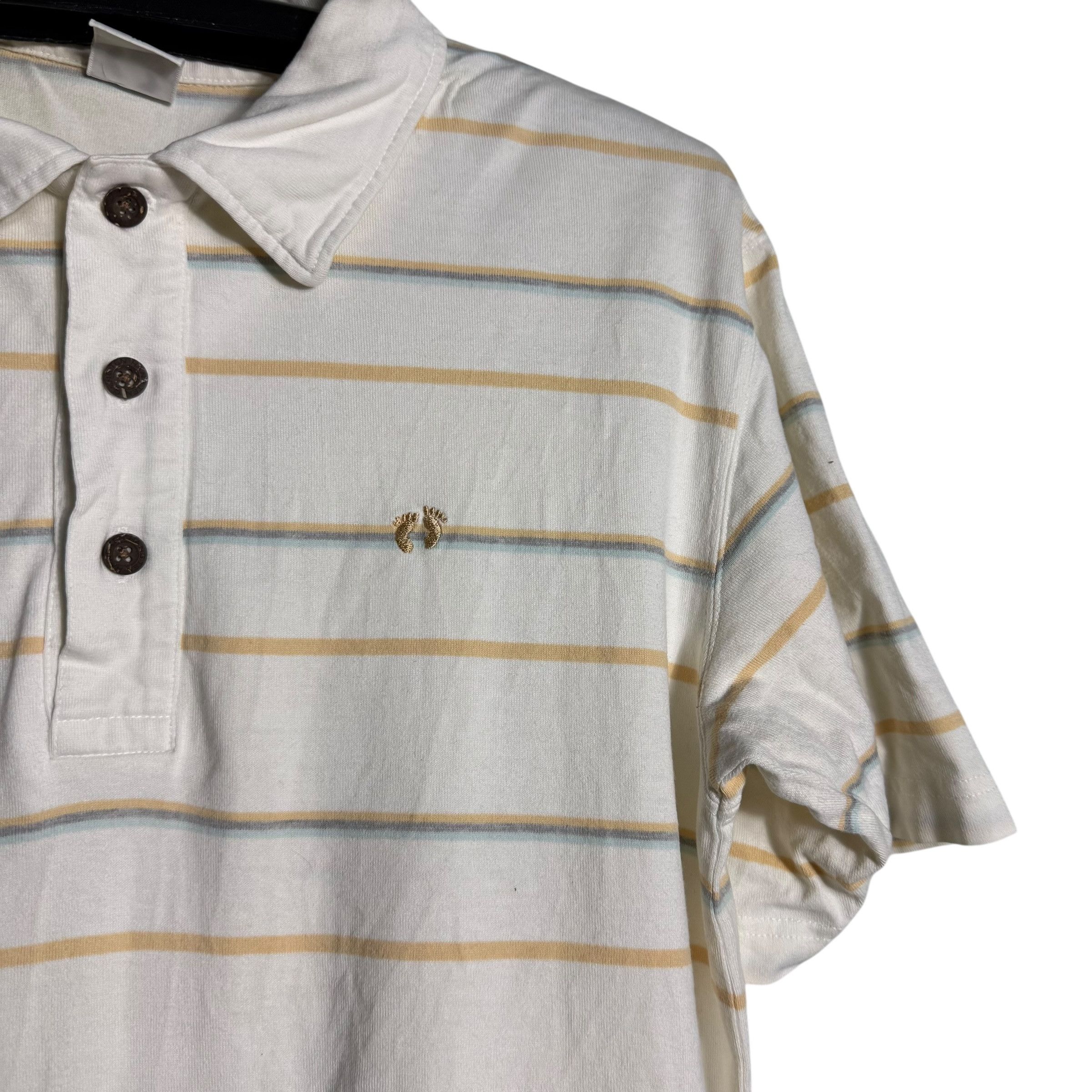Hang Ten 🔥RARE🔥Vintage Hang Ten Stripes Wooden Button Polo Shirt Size US M / EU 48-50 / 2 - 3 Thumbnail