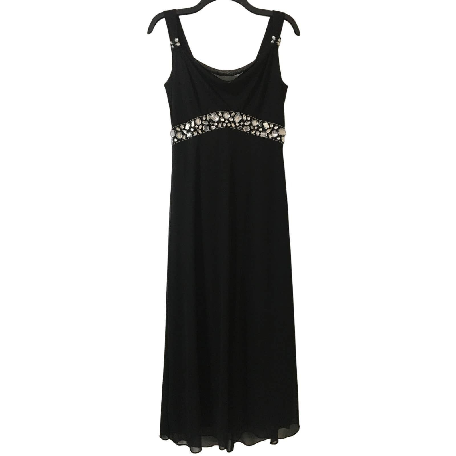 Alex Evenings Alex Evenings 8P Beautiful Black Floor Length Dress Jewels Size M / US 6-8 / IT 42-44 - 1 Thumbnail