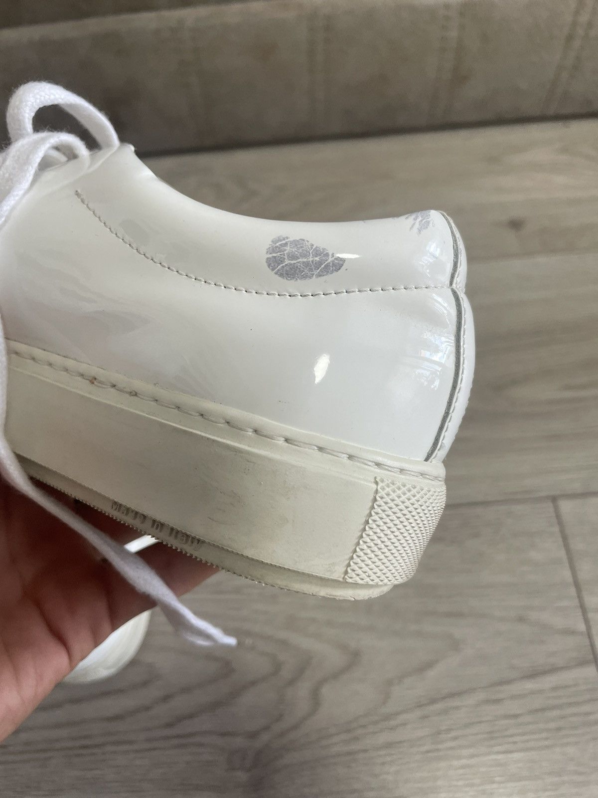 Acne Studios Acne Studios Adriana Patent White Low-Top Sneakers Size US 7 / IT 37 - 6 Thumbnail