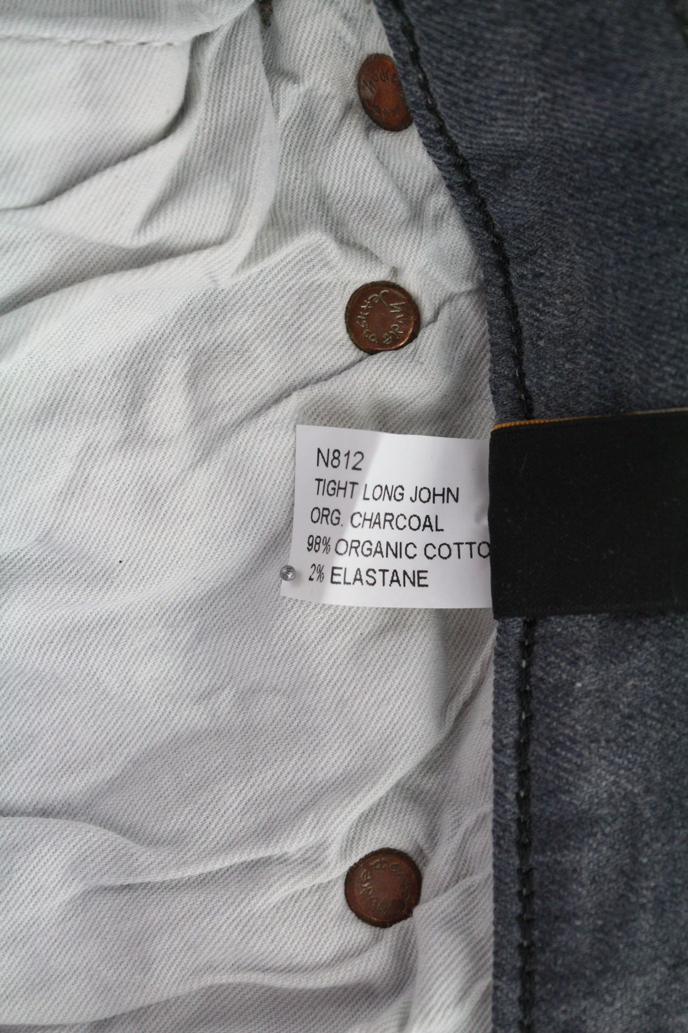 Nudie Jeans TIGHT LONG JOHN W34/L34 Organic Charcoal Slim Logo 80695 Size US 34 / EU 50 - 7 Thumbnail
